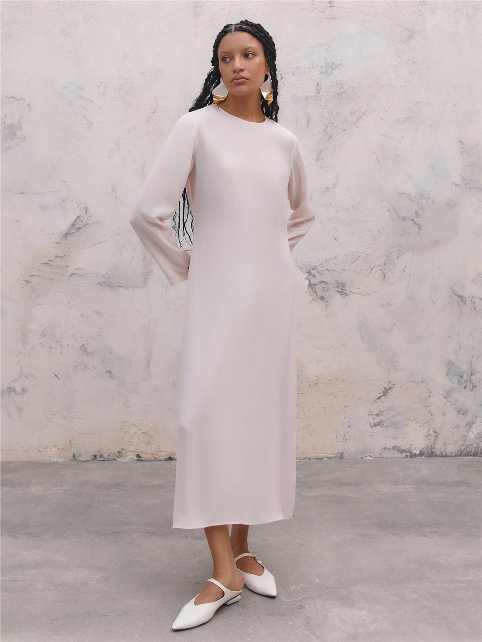 Zero Collar Long Sleeve Dress