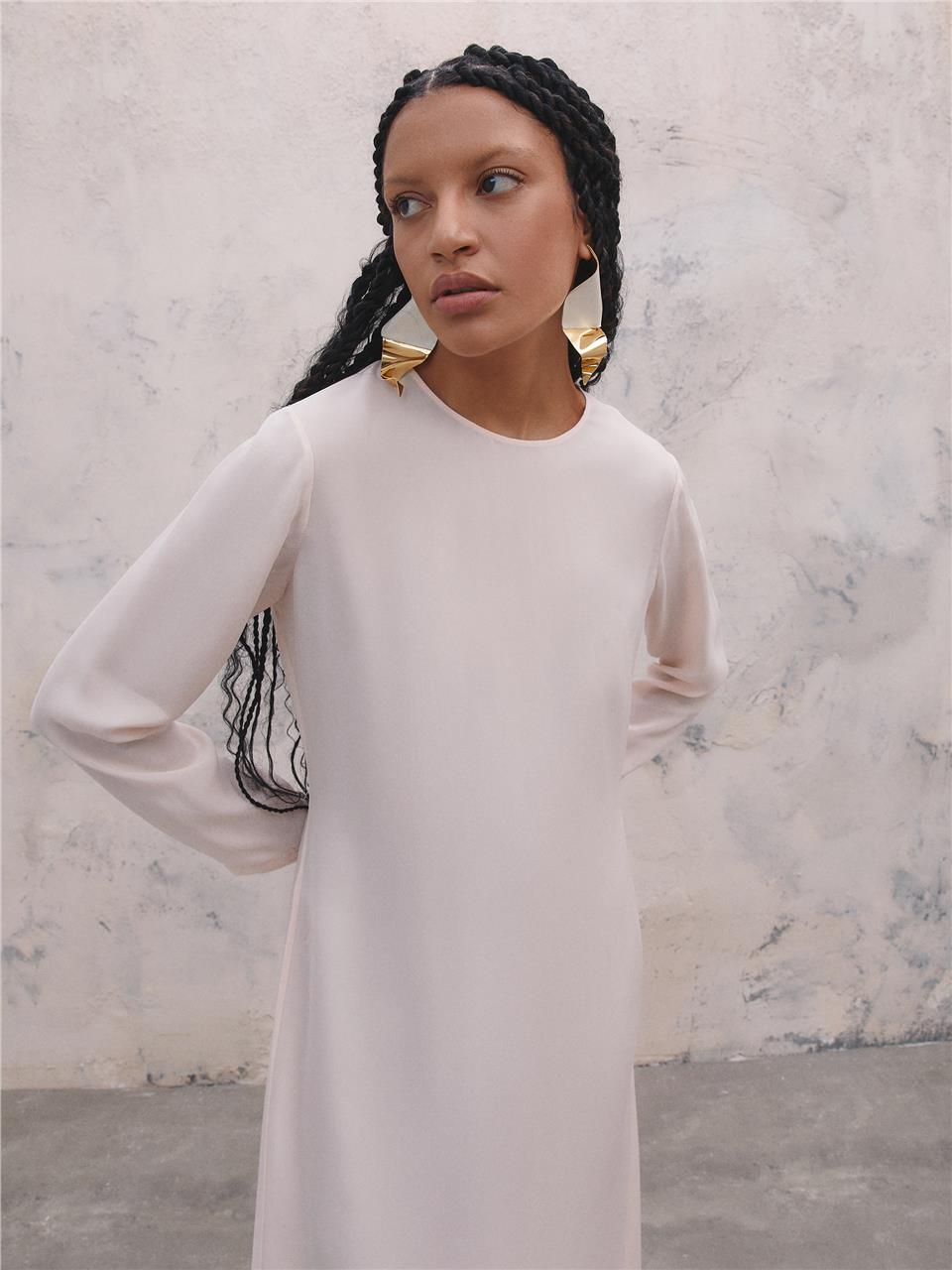 Zero Collar Long Sleeve Dress