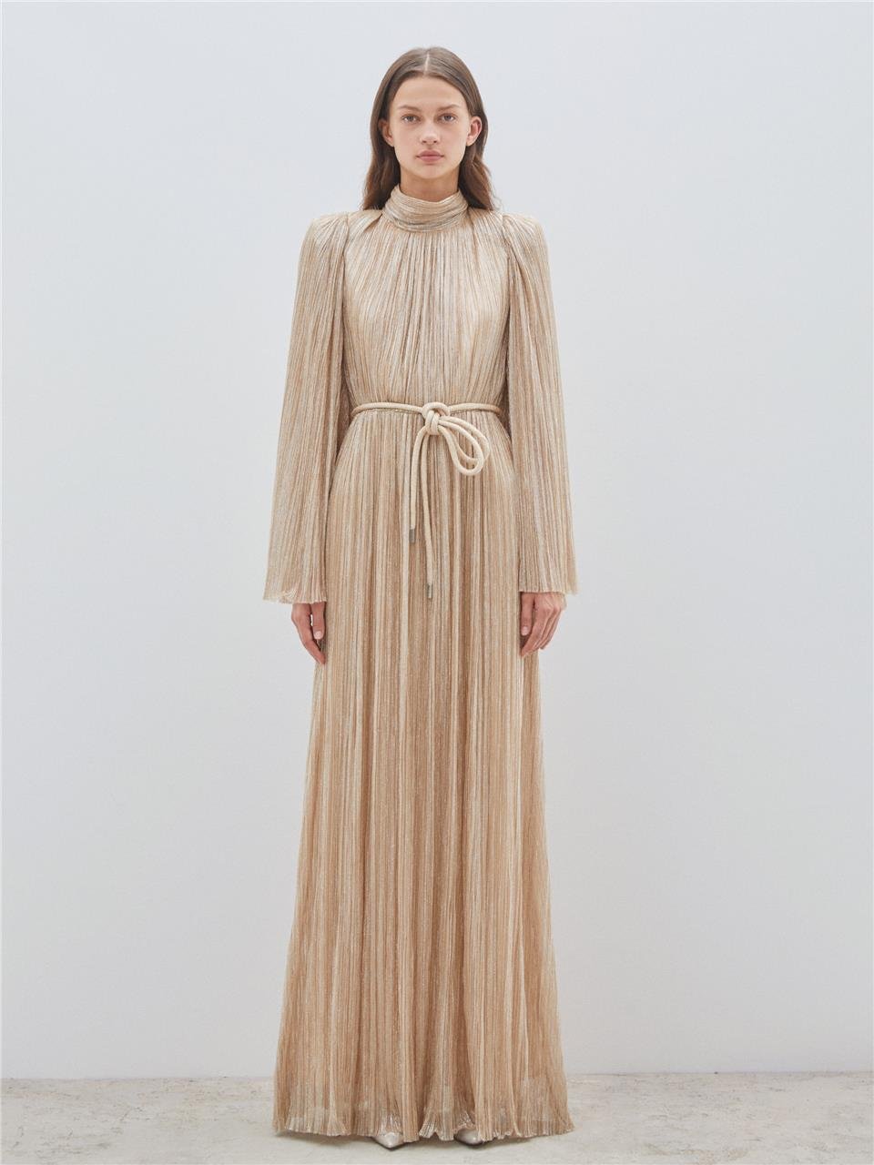 Pleated Gold Color Dress