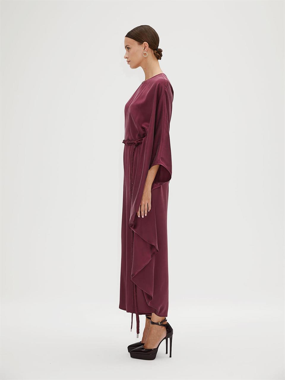 Plum Jumpsuit with Macrame Belt