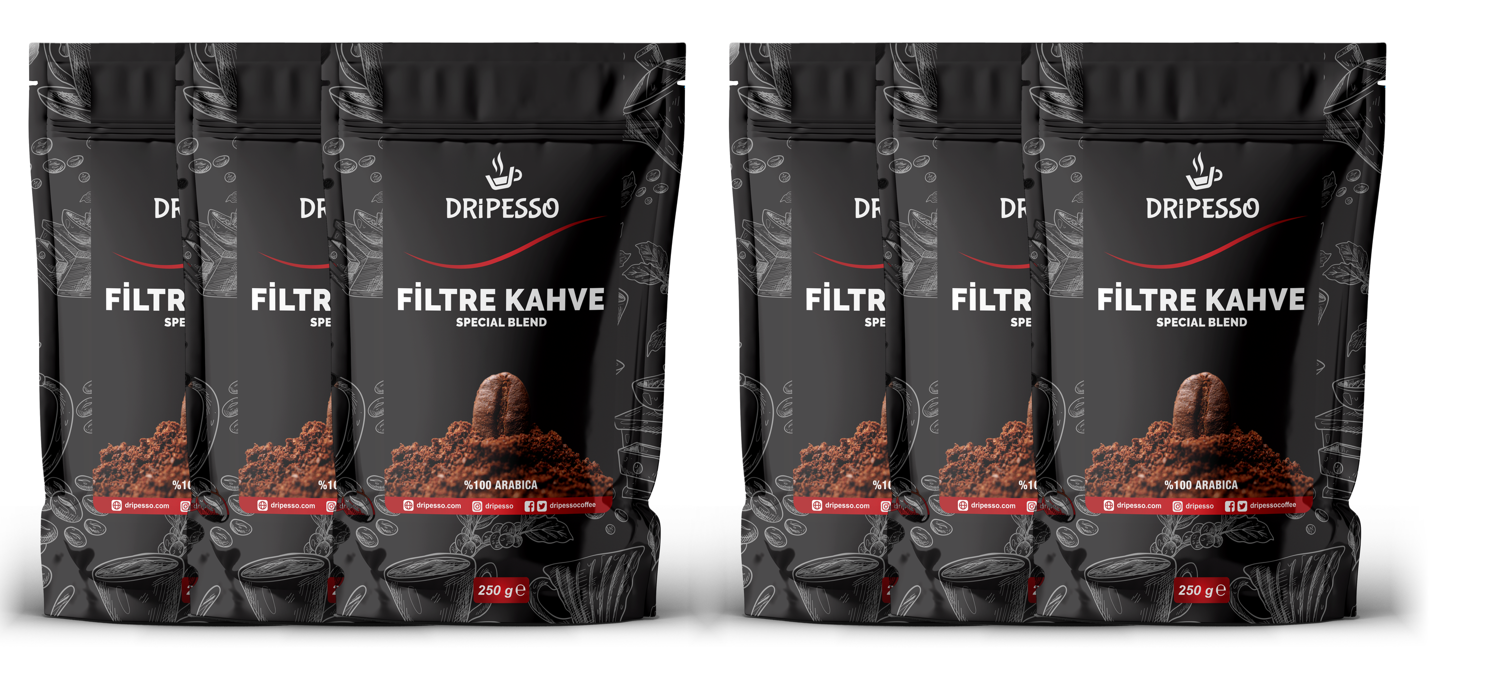 Blend Öğütülmüş Filtre Kahve 250G 6'lı PaketDripesso Blend Filtre Kahve 250g  | Demleme seti hediyeliFiltre Kahveler