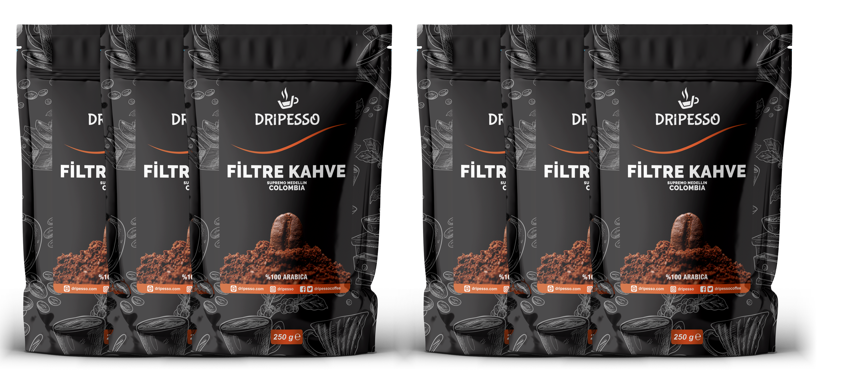 Colombia Supremo Öğütülmüş Filtre Kahve 250G 6 AdetDripesso Colombia Supremo Filtre Kahve 250Gr 6 AdetFiltre Kahveler