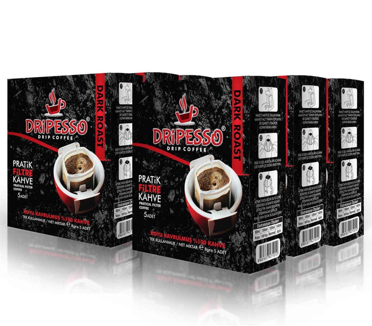 Dark Roast Pratik Filtre Kahve 30'luDripesso Dark Roast 30'lu PaketPratik Filtre Kahveler