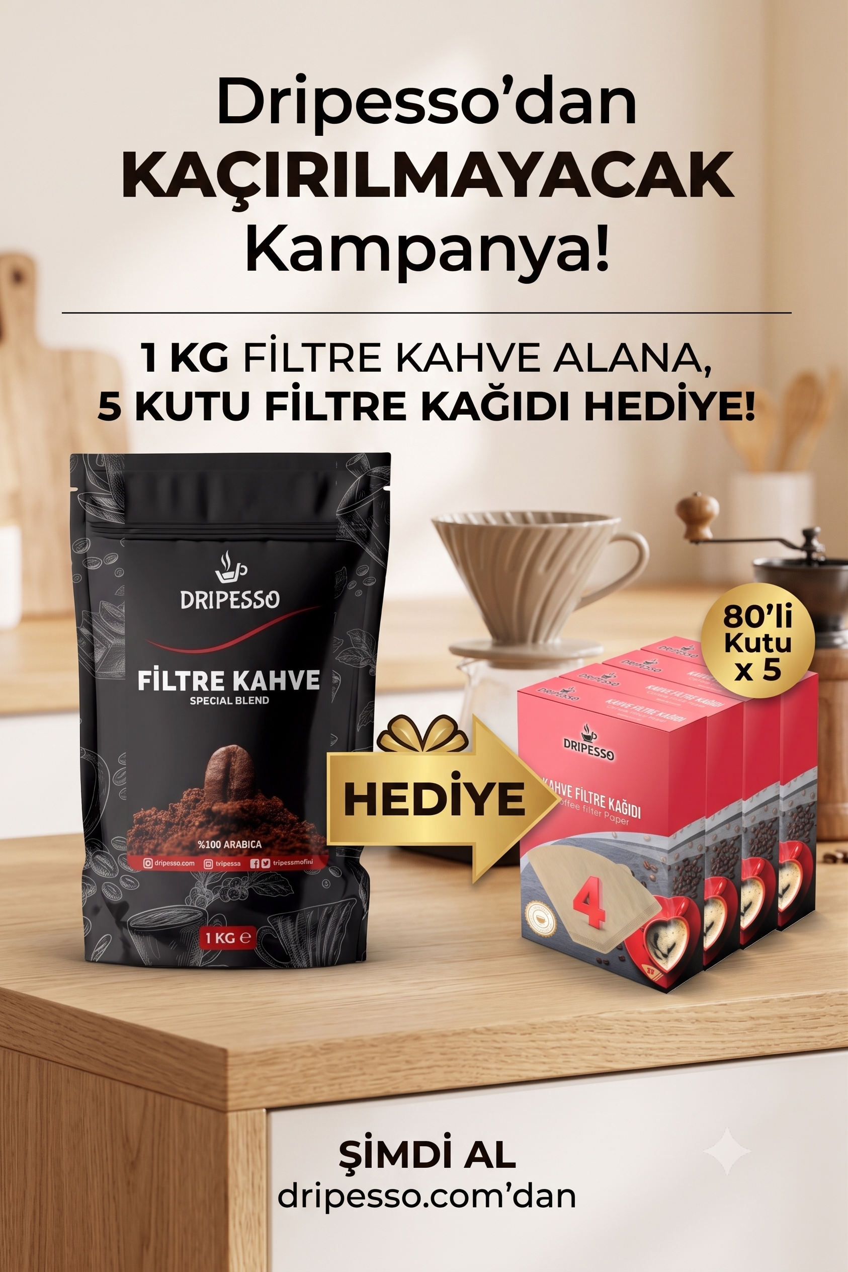 Filtre Kahve Special Blend 1 KG + 5 Kutu Filtre Kağıdı HEDİYELİFiltre Kahve 1 KG Special Blend | 5 Kutu Filtre Kağıdı Hediyeli - DripessoFiltre Kahveler