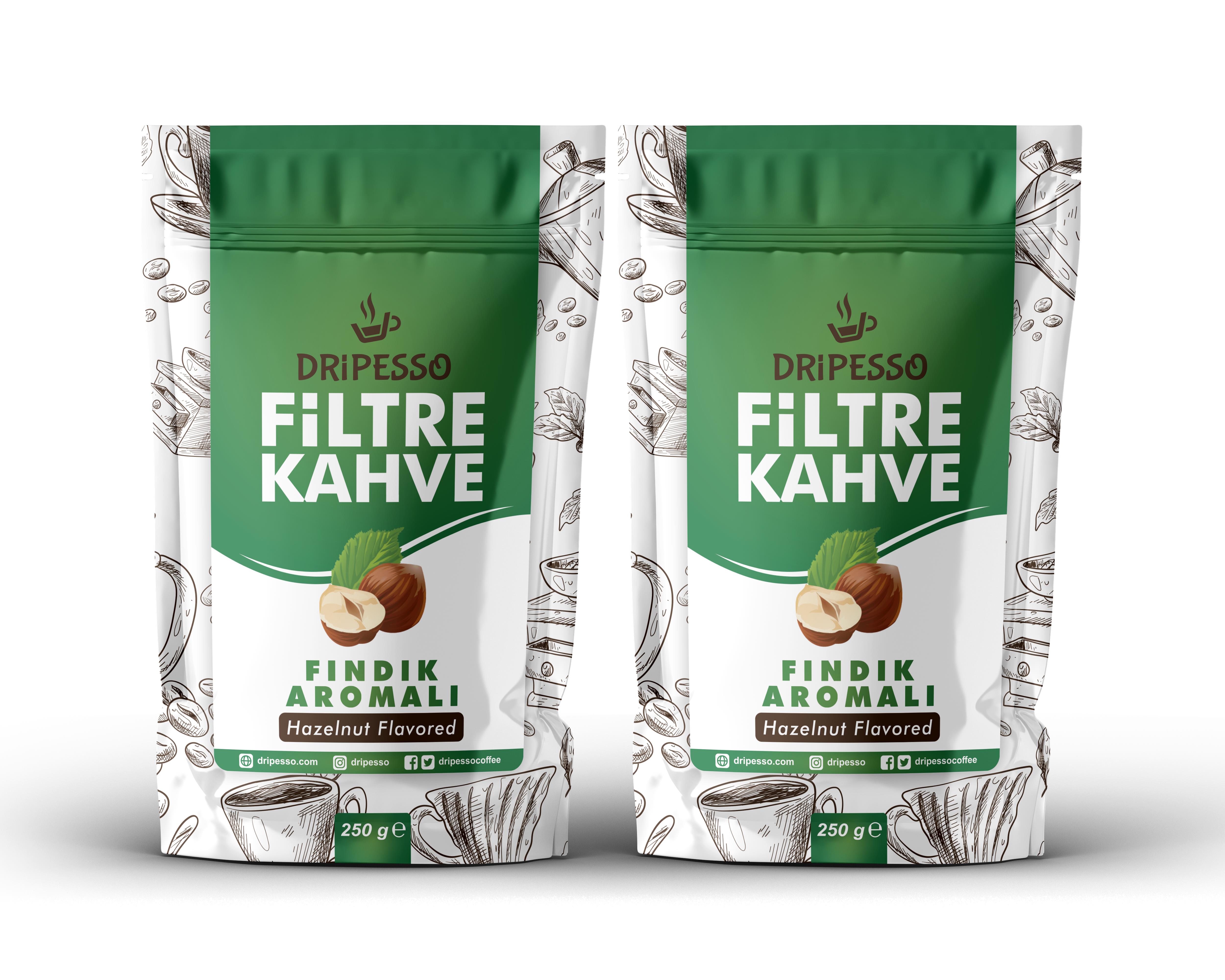 Fındık Aromalı Filtre Kahve 500GDripesso Fındık Aromalı Öğütülmüş Filtre Kahve Filtre Kahveler