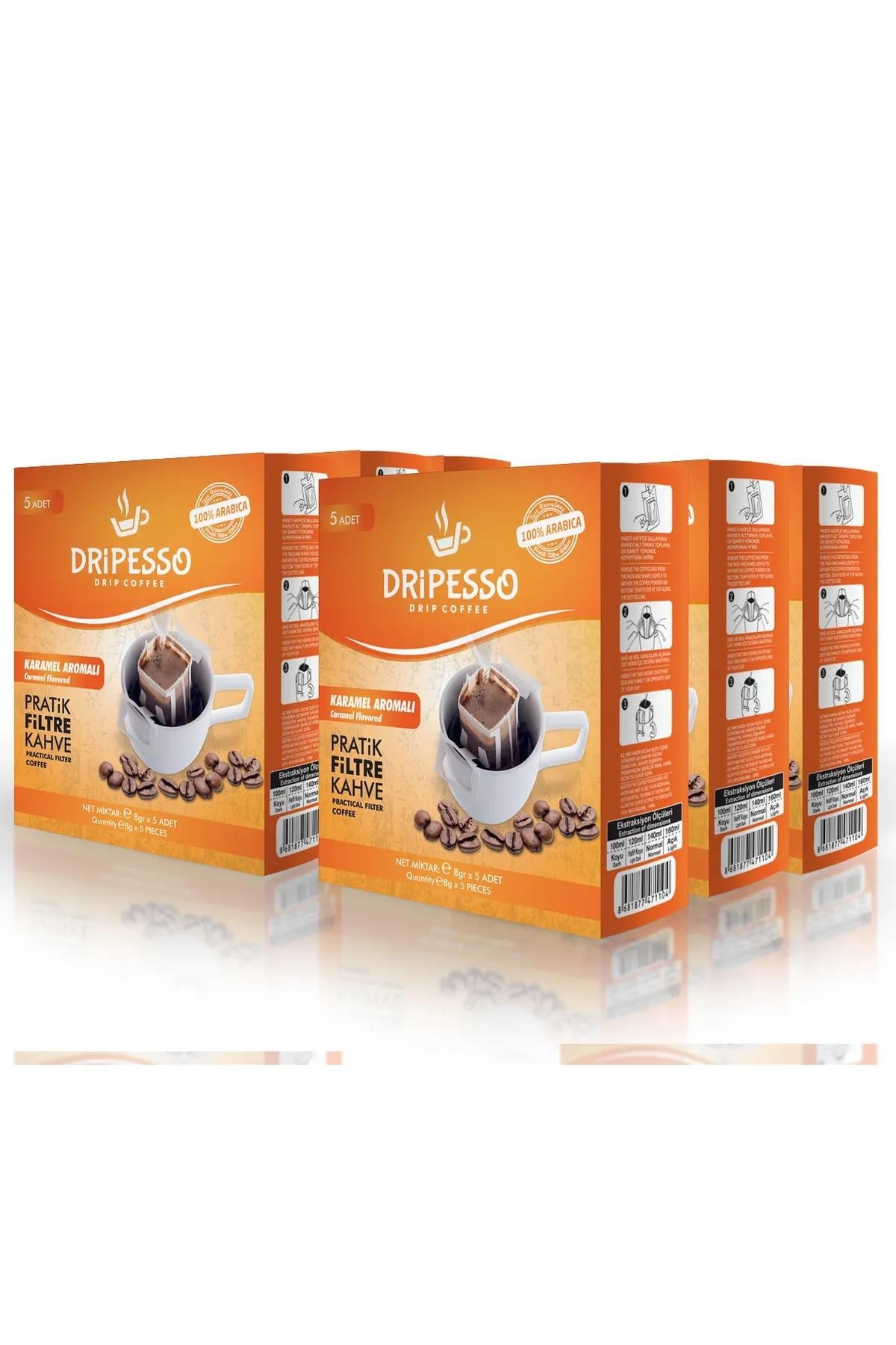 Karamel Aromalı Pratik Filtre Kahve 30'luDripesso Karamel Aromalı Pratik Filtre Kahve 30'li PaketPratik Filtre Kahveler