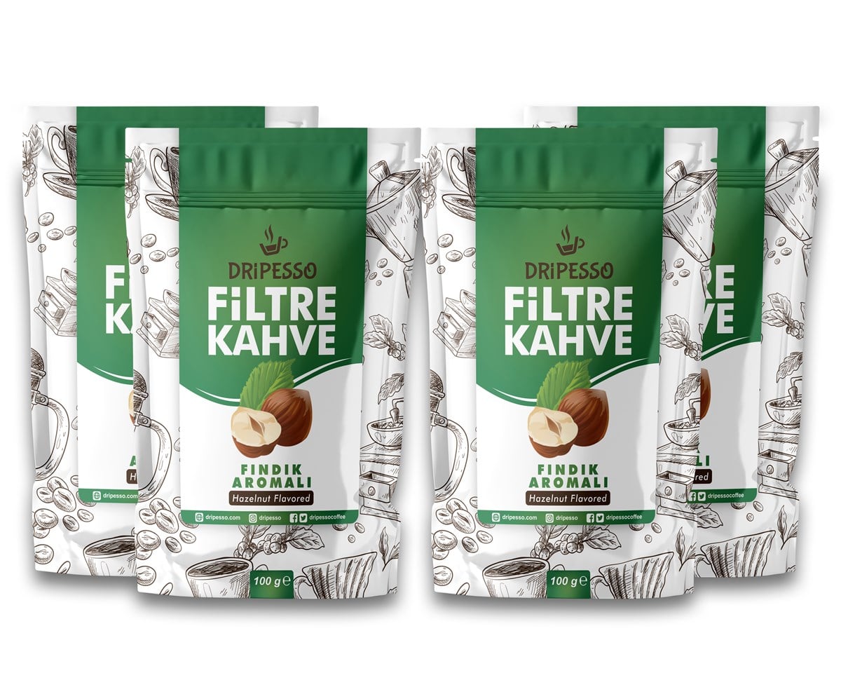Fındık Aromalı Filtre Kahve 400GDripesso Fındık Aromalı Öğütülmüş Filtre Kahve Filtre Kahveler