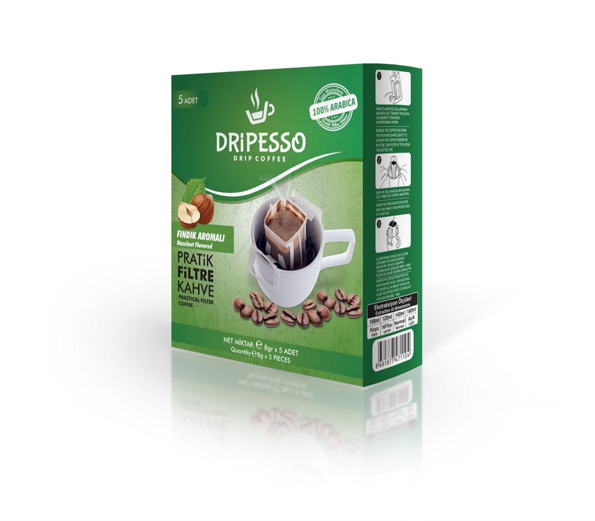 Dripesso Fındık Aromalı Pratik Filtre Kahve 15'li Paket