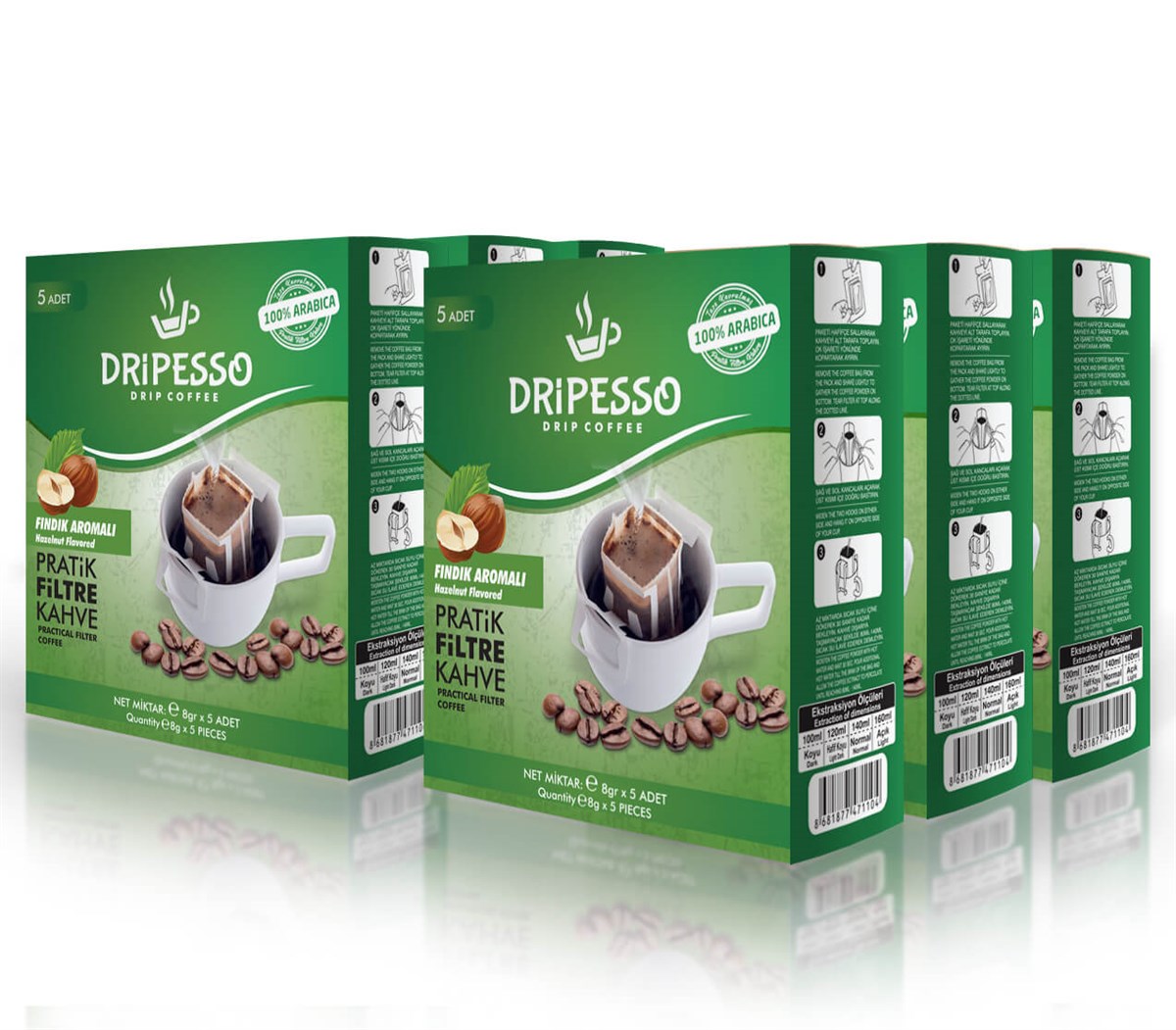 Dripesso Fındık Aromalı Pratik Filtre Kahve 15'li Paket