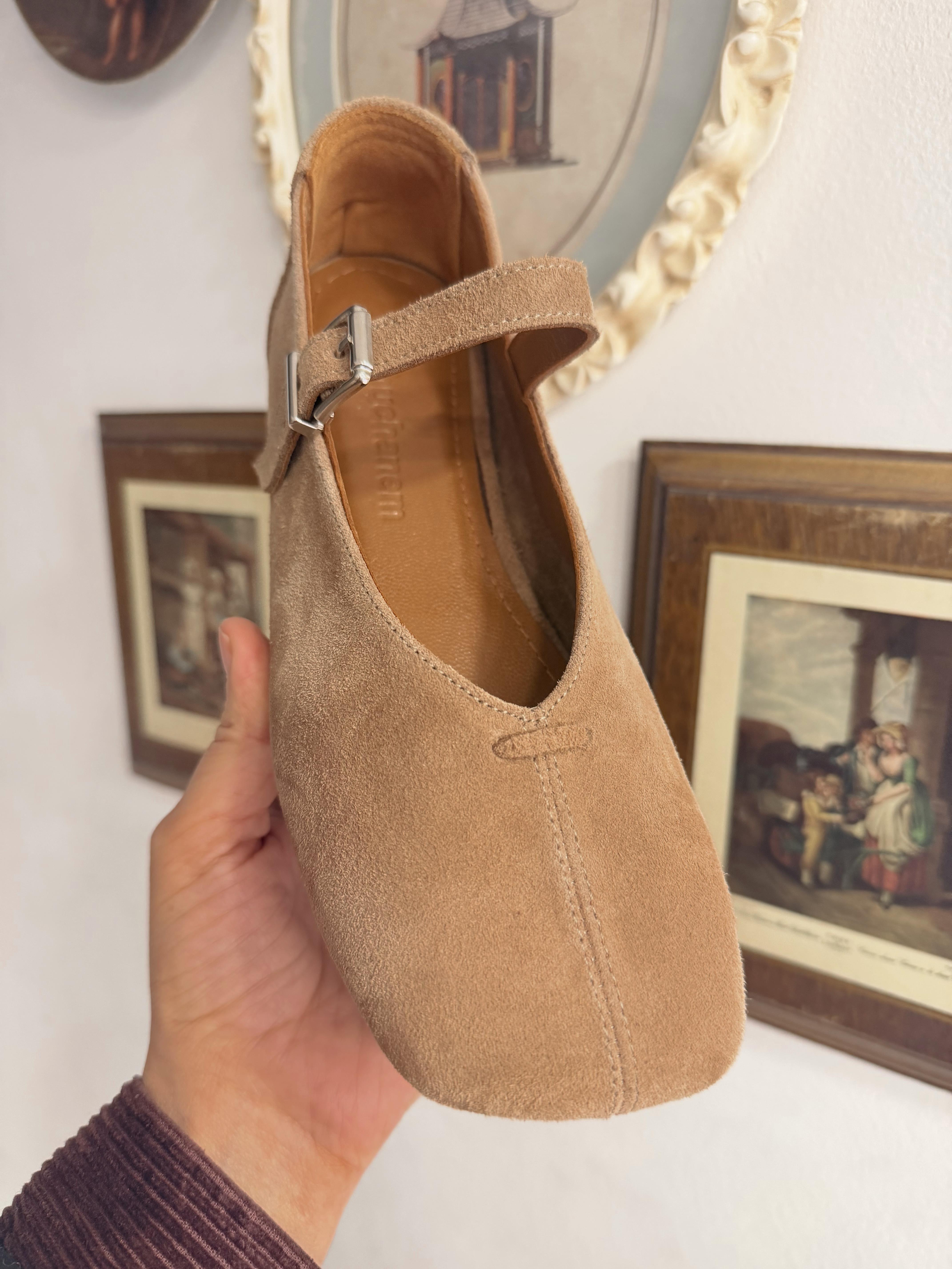 CAMEL  SÜET KARE BANTLI BABET