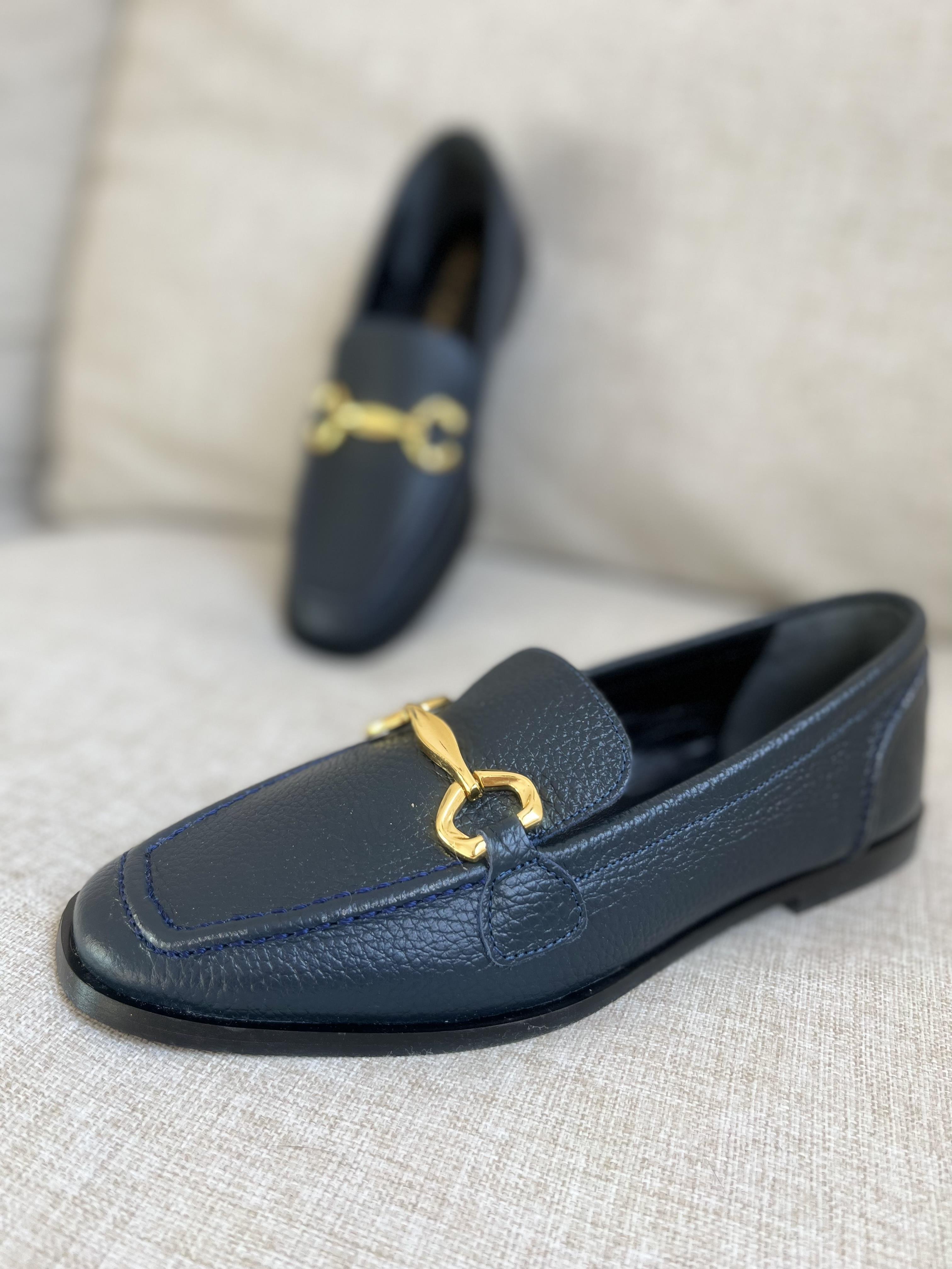 LACİVERT GERÇEK DERİ LEOFER