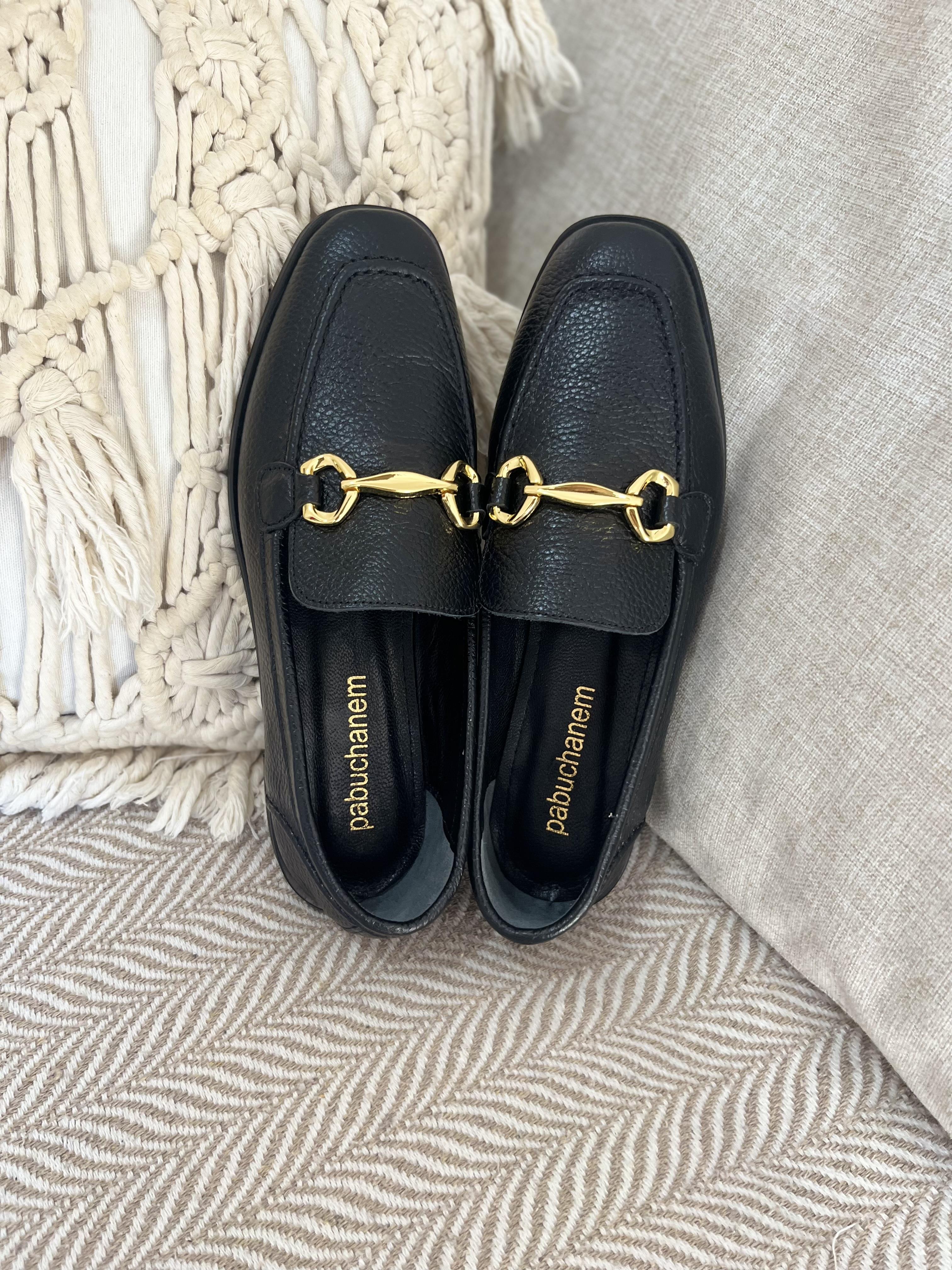 SİYAH GOLD TOKALI GERÇEK DERİ LEOFER