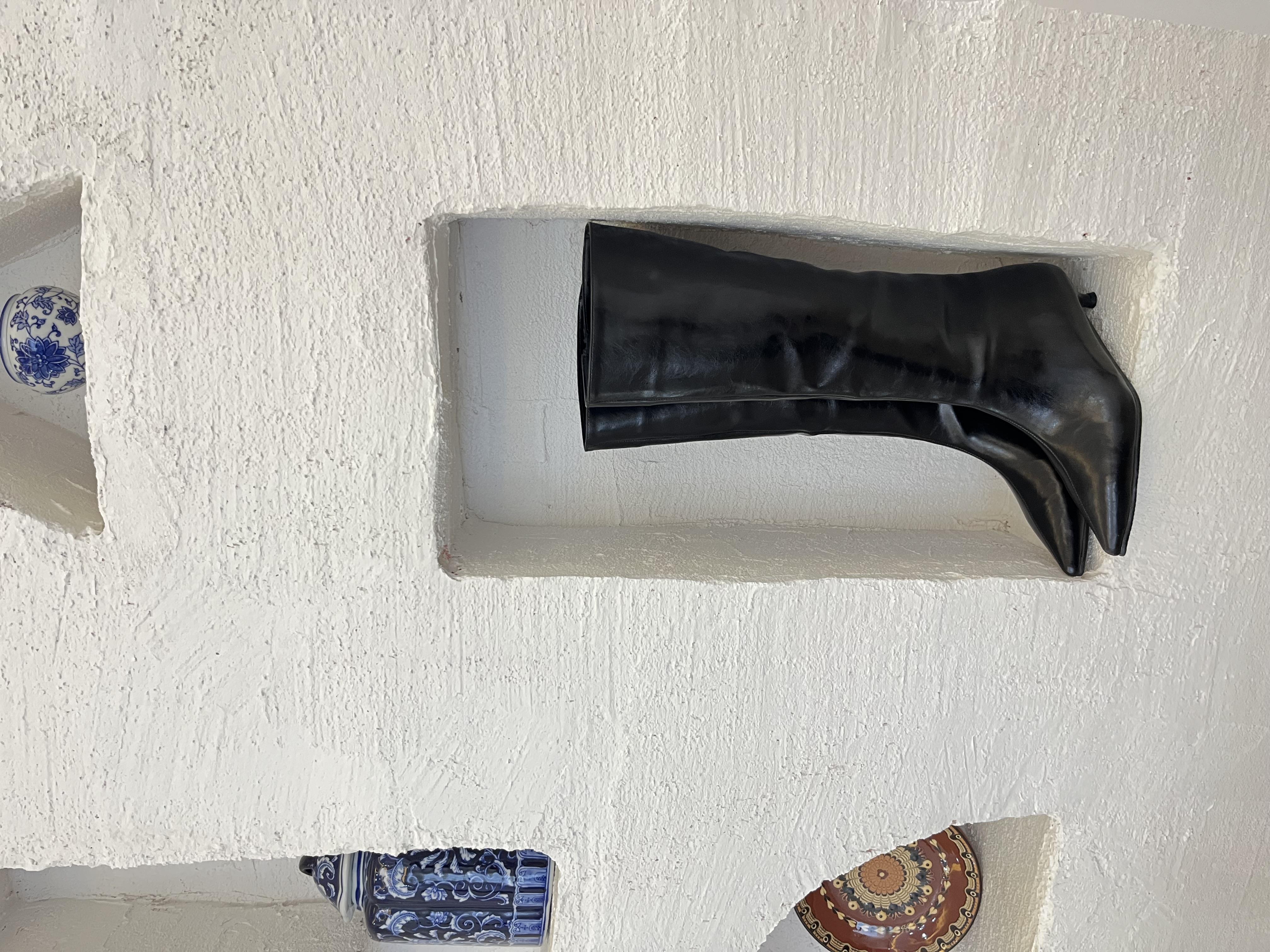 SiYAH MİNİ TOPUK MAT RUGAN TOPUKLU ÇİZME