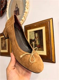 CAMEL SÜET BÜZGÜLÜ TOPUKLU AYAKKABI 