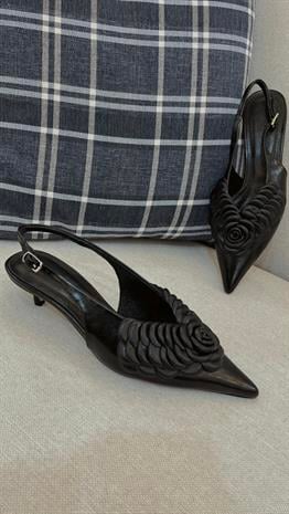 FLOWER SİYAH MİNİ TOPUKLU 