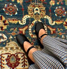 SİYAH KARE BANTLI DERİ BABET