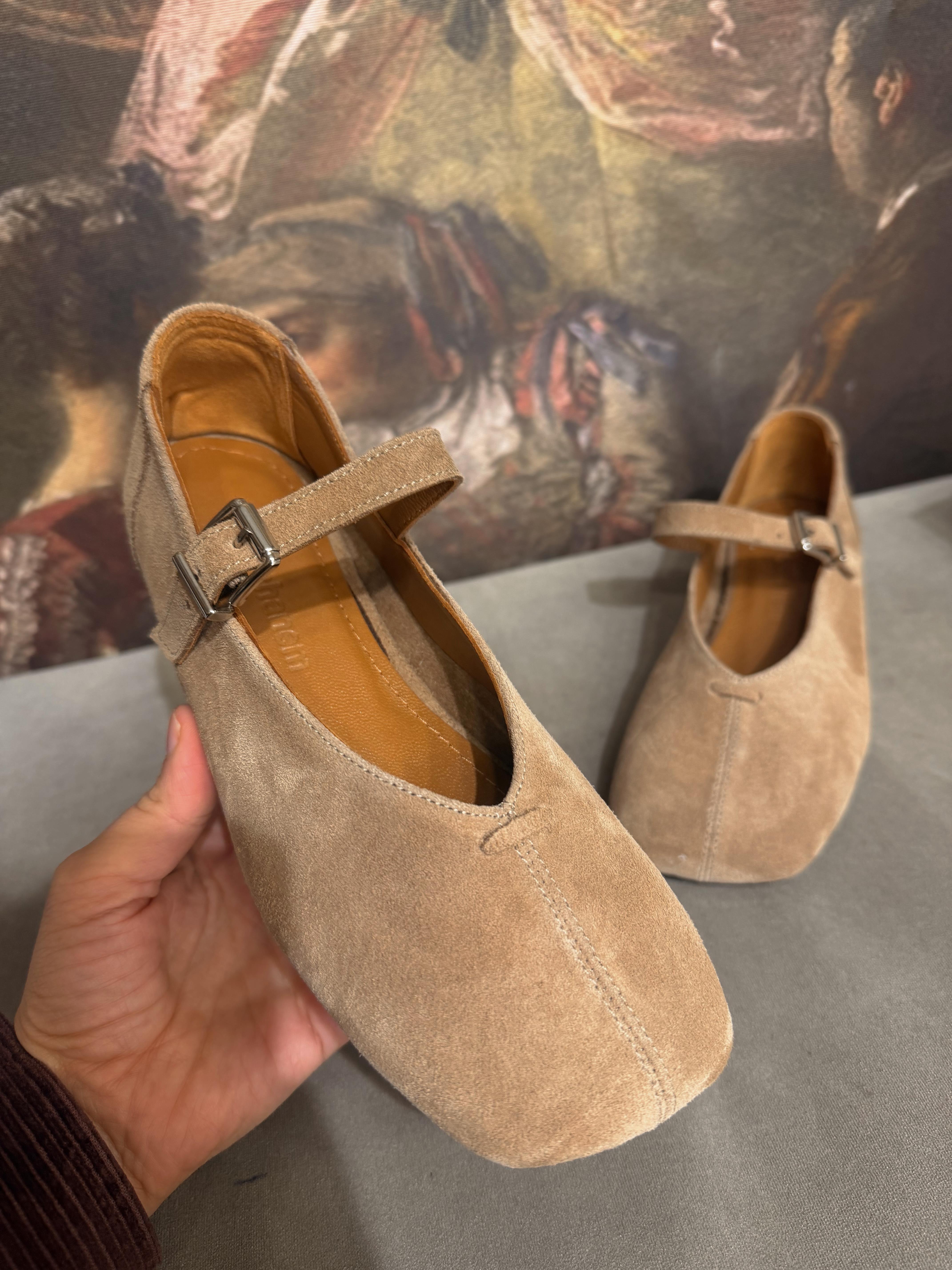 CAMEL  SÜET KARE BANTLI BABET