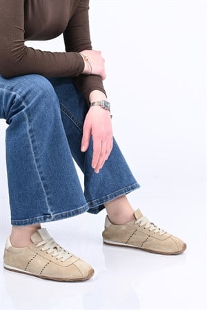 Bestello Bağcıklı Termo Taban Hakiki Deri Sneaker 341-0138 Kadın Ayakkabı341-0138_BEJ SUET_36Spor Ayakkabı & Sneaker
