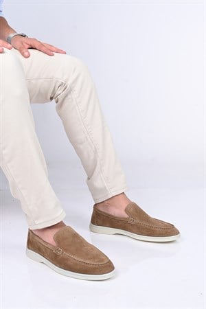 Bestello Bağcıksız Kauçuk Taban Hakiki Deri Loafer 028-2000 Erkek Ayakkabı028-2000_KUM SUET_39Loafer