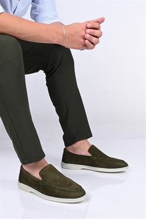 Bestello Bağcıksız Kauçuk Taban Hakiki Deri Loafer 028-2000 Erkek Ayakkabı028-2000_HAKI SUET_39Loafer