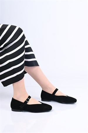 Bestello Bağcıksız Kemer Tokalı Neolit Taban Hakiki Deri Babet 342-079 Kadın Babet342-079_SIYAH SUET_35Babet & Loafer