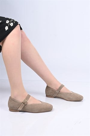 Bestello Bağcıksız Kemer Tokalı Neolit Taban Hakiki Deri Babet 342-079 Kadın Babet342-079_BEJ SUET_35Babet & Loafer