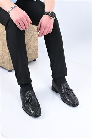 Bestello Bağcıksız Püsküllü Neolit Taban Örgülü Hakiki Deri Klasik Ayakkabı 333-2357 Erkek Ayakkabı333-2357_SIYAH_40Klasik Ayakkabı