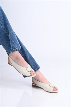 Bestello Bağcıksız Tokalı Jurdan Taban Hakiki Deri Açık Burun Sandalet 342-939 Kadın Sandalet342-939_BEJ_35Sandalet