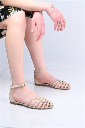 Bestello Örgülü TPU Taban Hakiki Deri Arka Kapalı Sandalet 344-114-261002 Kadın Sandalet344-114-261002_BEJ_35Sandalet