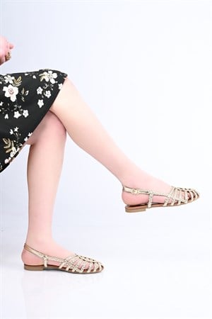 Bestello Örgülü TPU Taban Hakiki Deri Arka Açık Sandalet 344-114-251607 Kadın Sandalet344-114-251607_ALTIN_35Sandalet