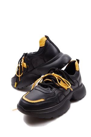 Bestello Bağcıklı Sneaker SIYAH-SARI 101-181109-42 Kadın Ayakkabı101-181109-42_SIYAH-SARIWomen