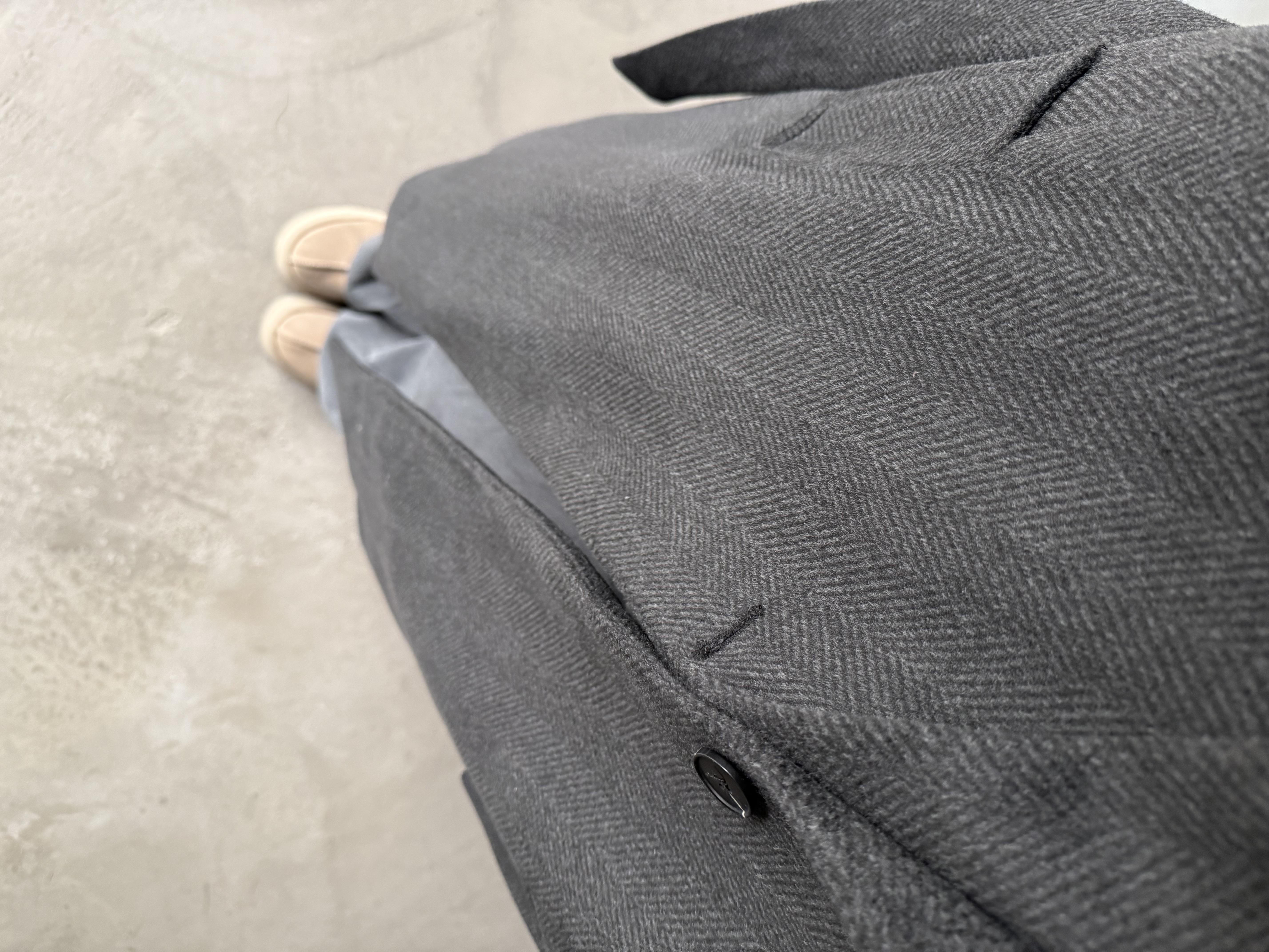 Antrasit Balıksırtı Oversize Kaşe Kaban