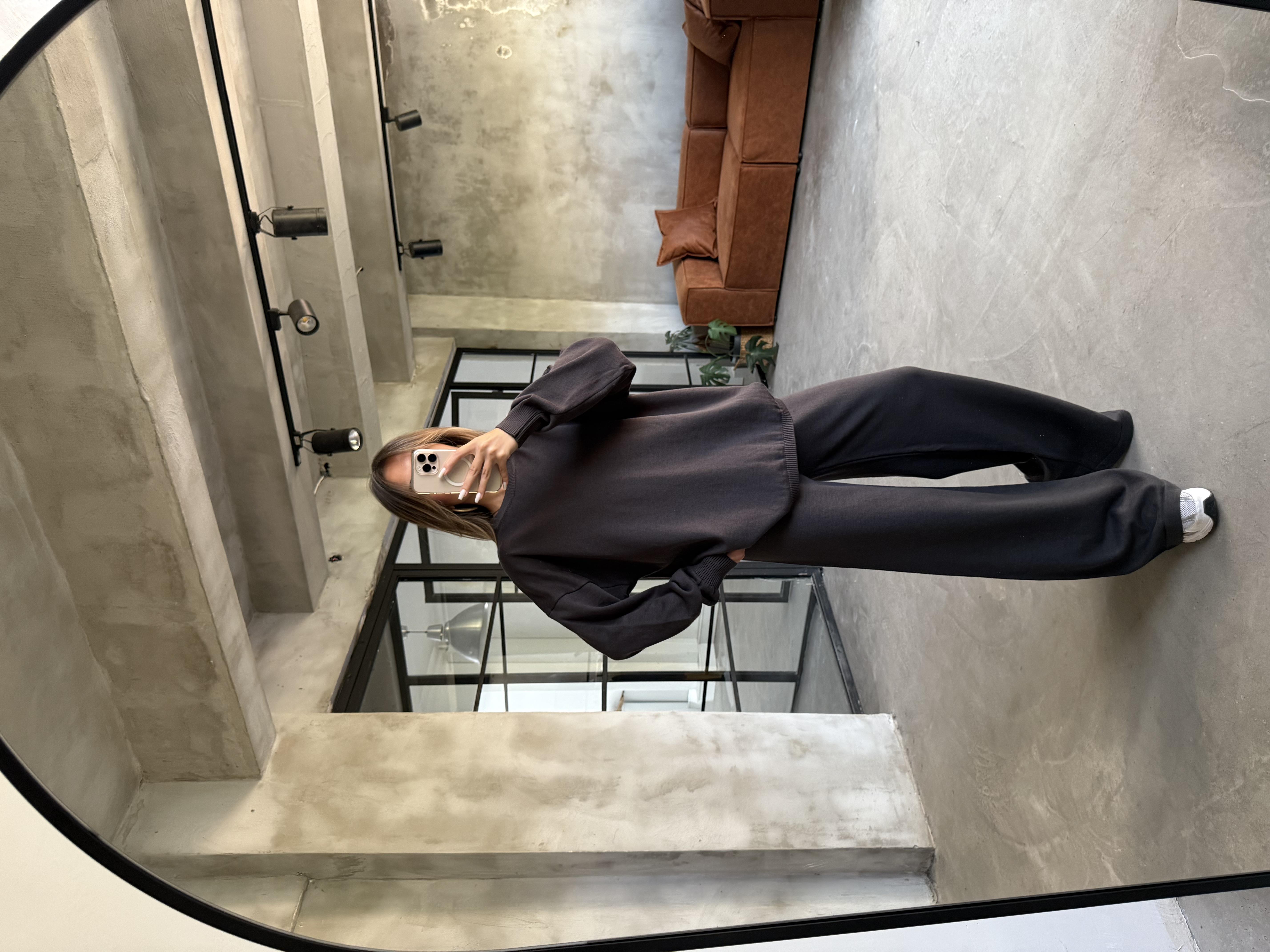 Antrasit Basic Oversize Triko Takım