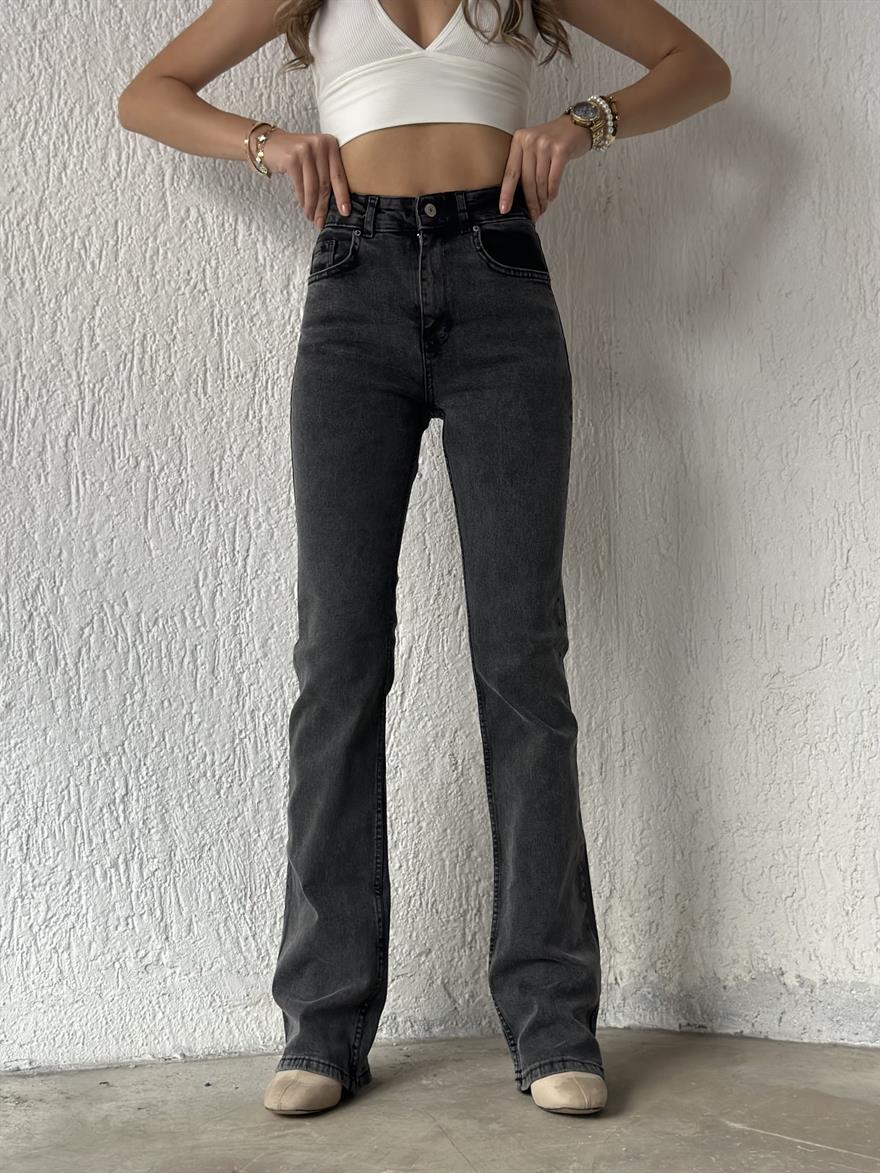 Antrasit İspanyol Paça Jean