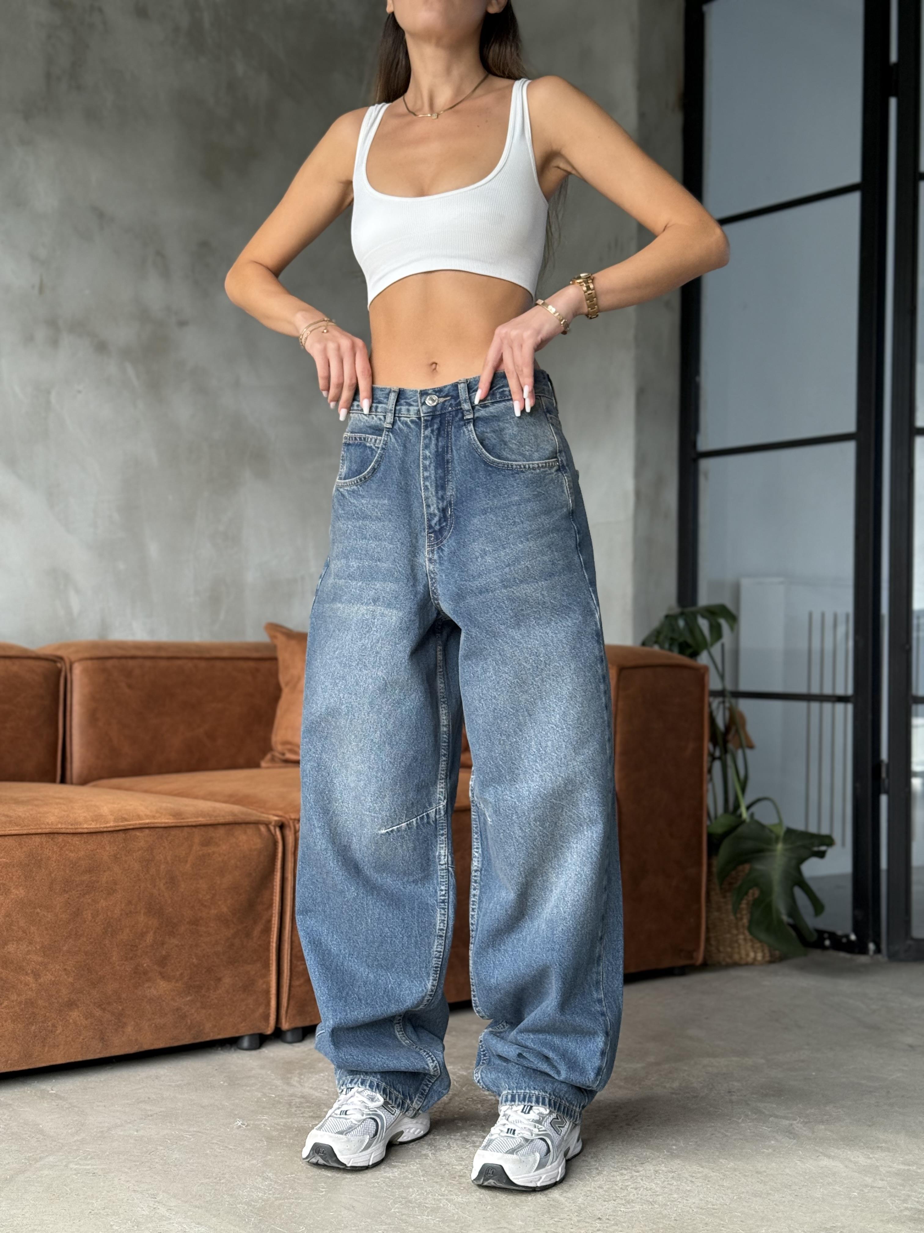 Ayarlanabilir Baggy Jean Mavi