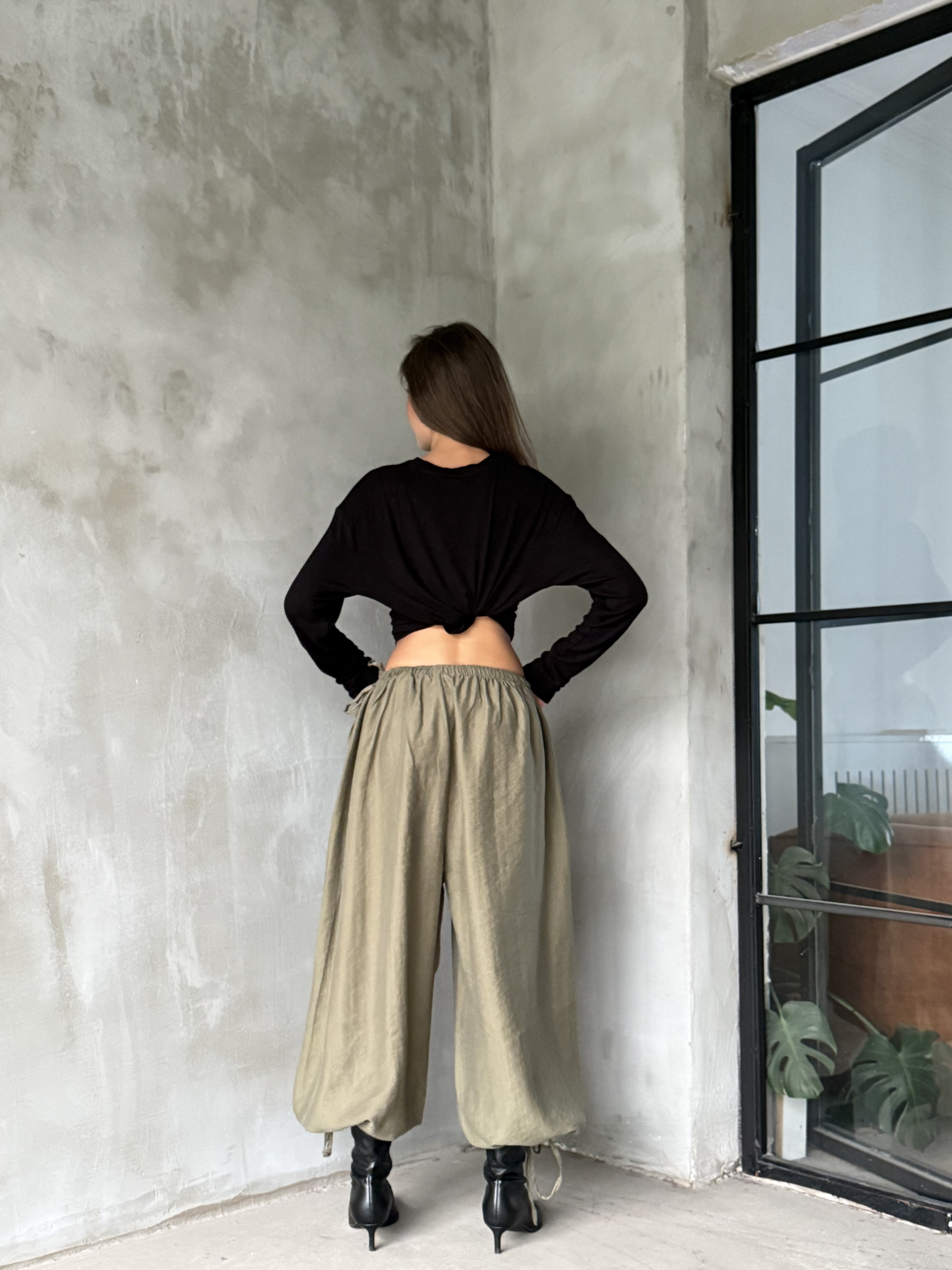 Bağlamalı Balon Pantolon - Haki