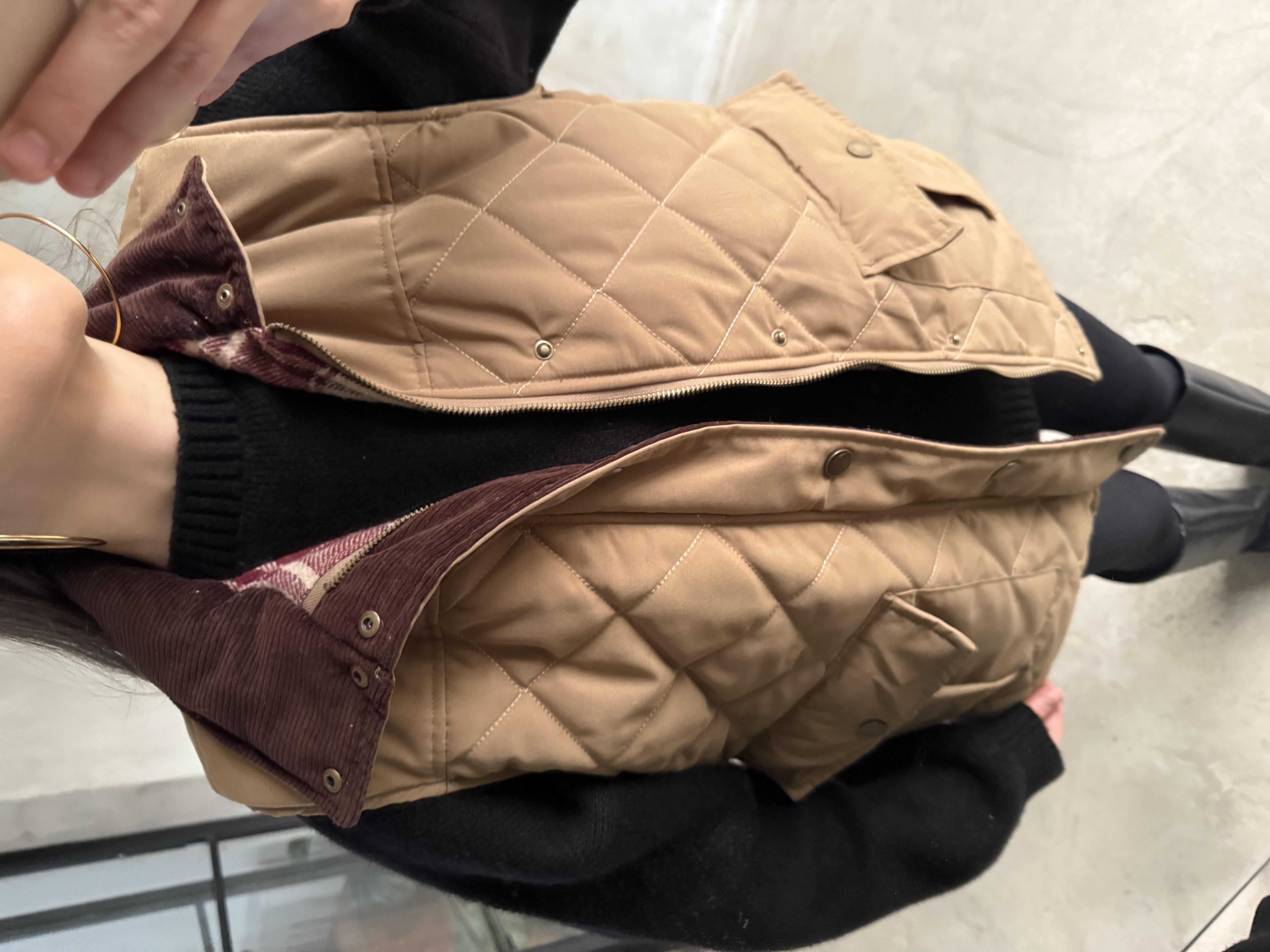 Barbour Kadife Yaka Ekose Astarlı Yelek - Camel