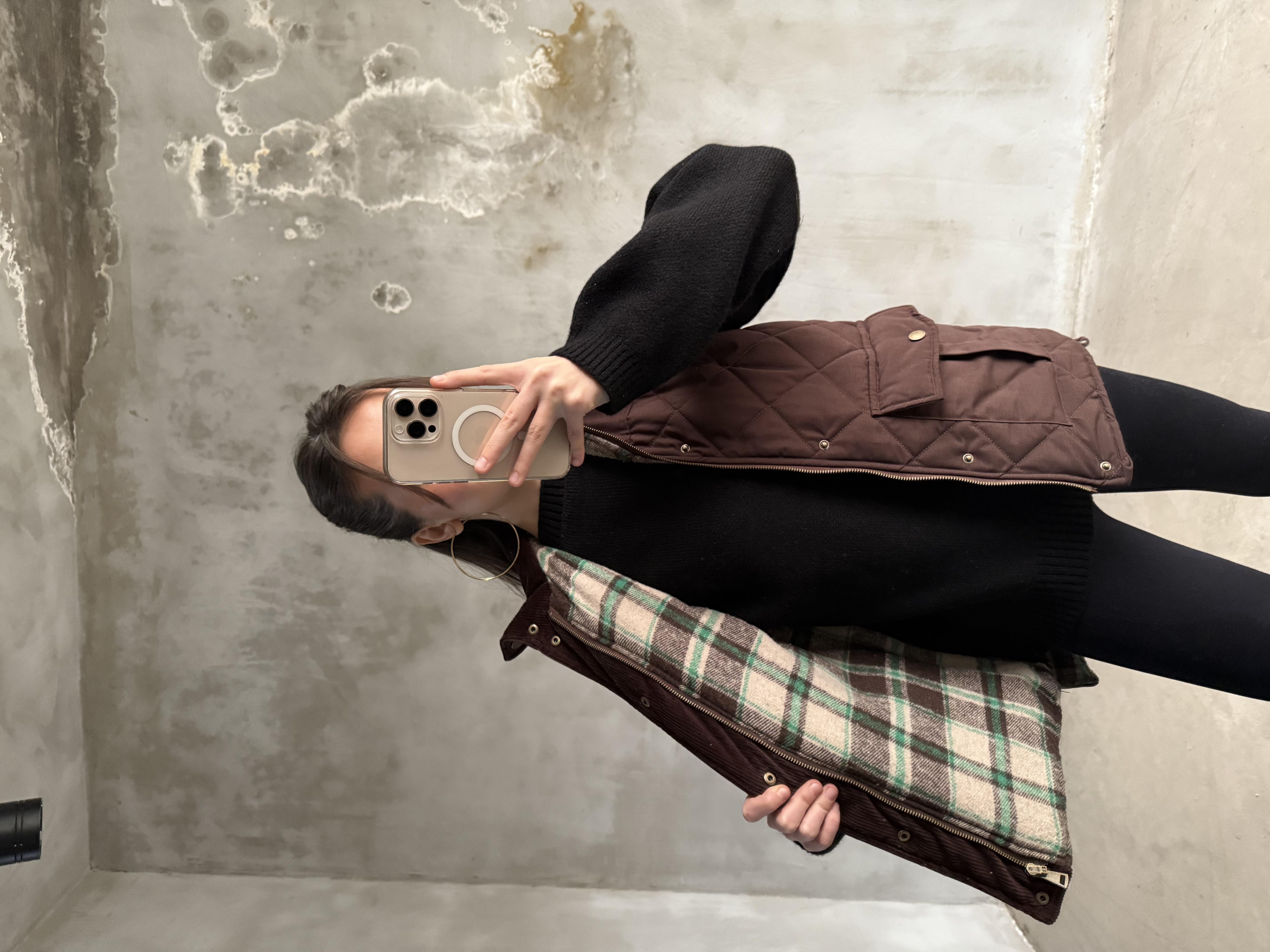 Barbour Kadife Yaka Ekose Astarlı Yelek - Kahve