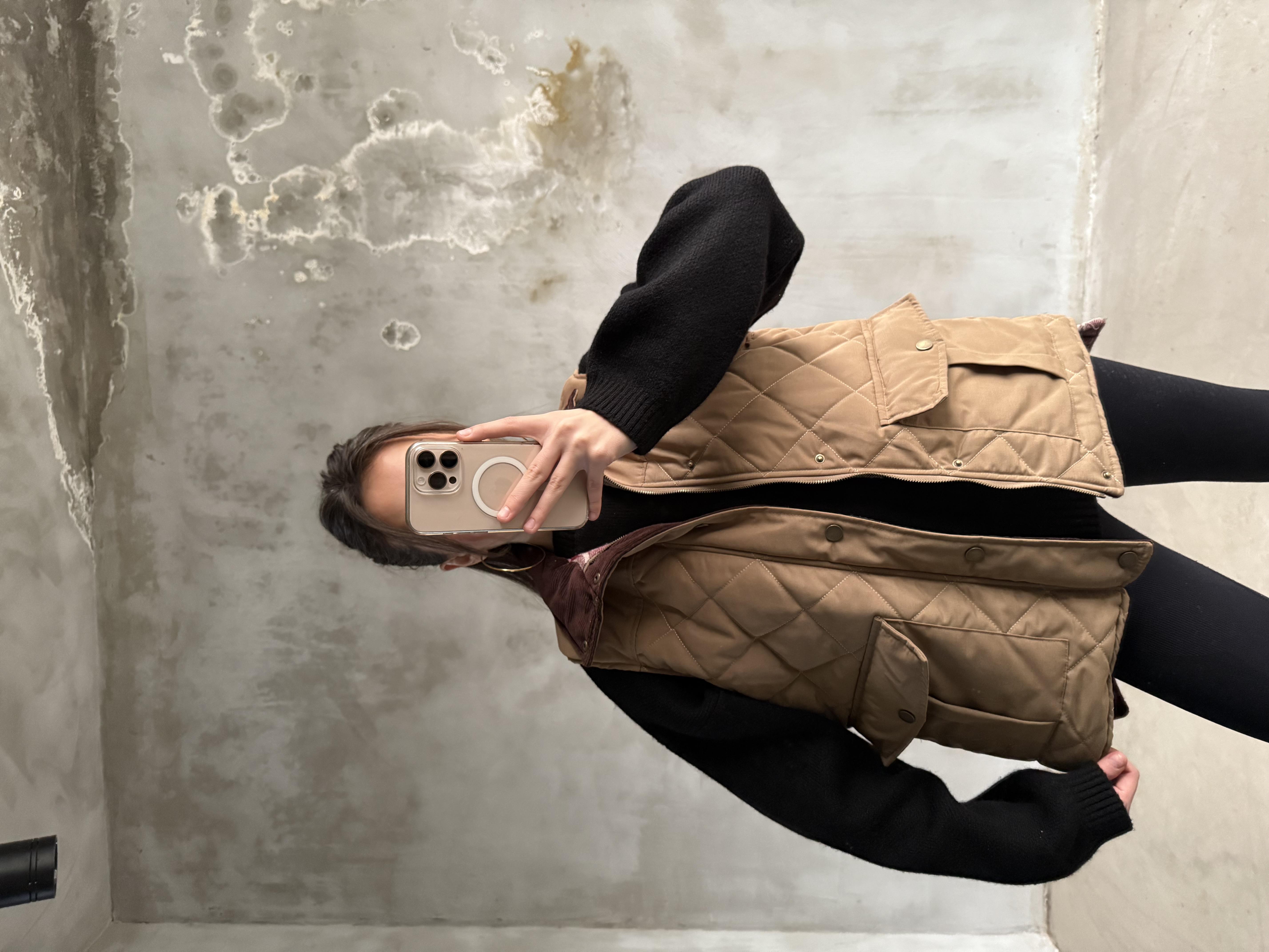Barbour Kadife Yaka Ekose Astarlı Yelek - Camel