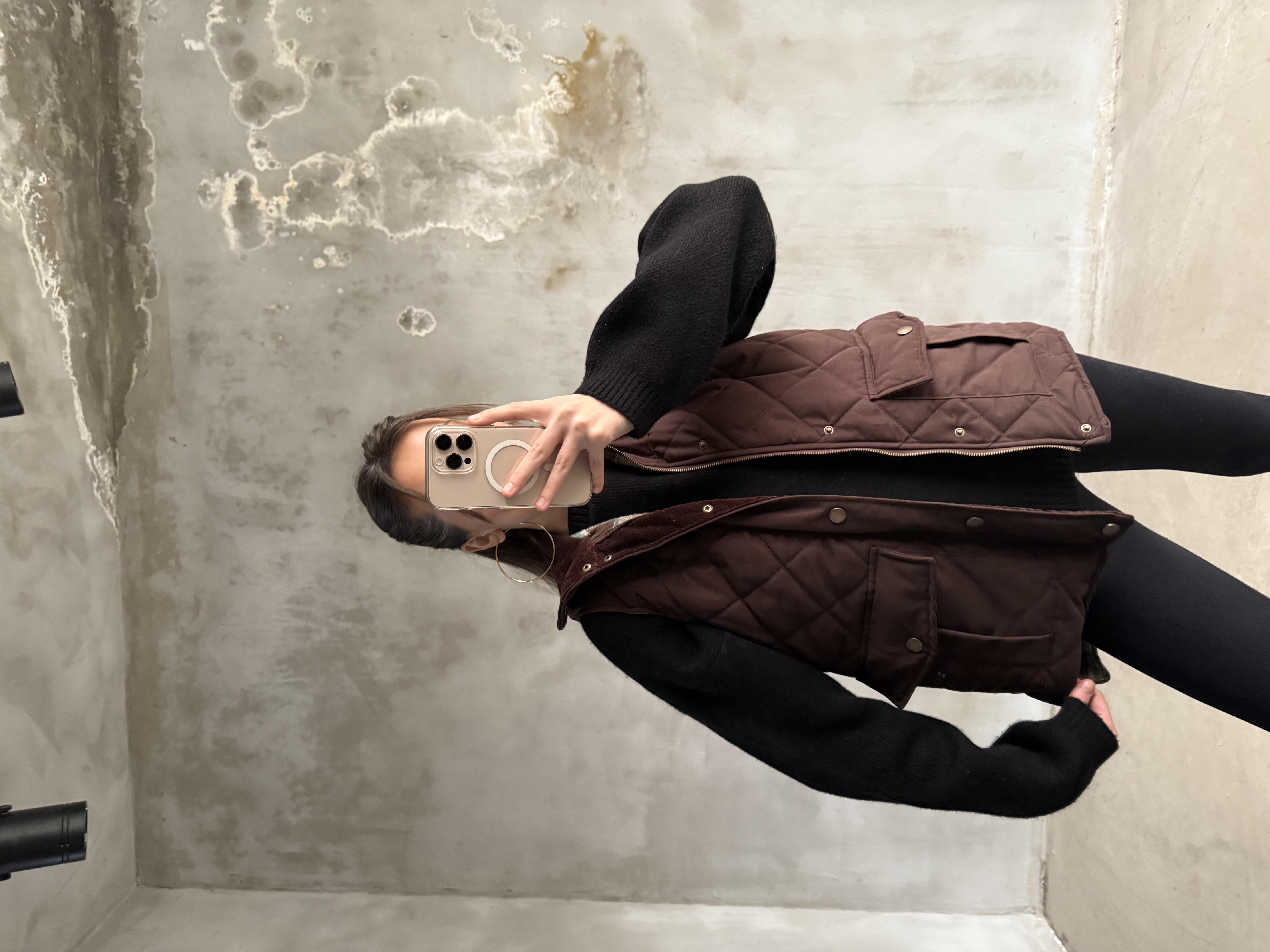 Barbour Kadife Yaka Ekose Astarlı Yelek - Kahve