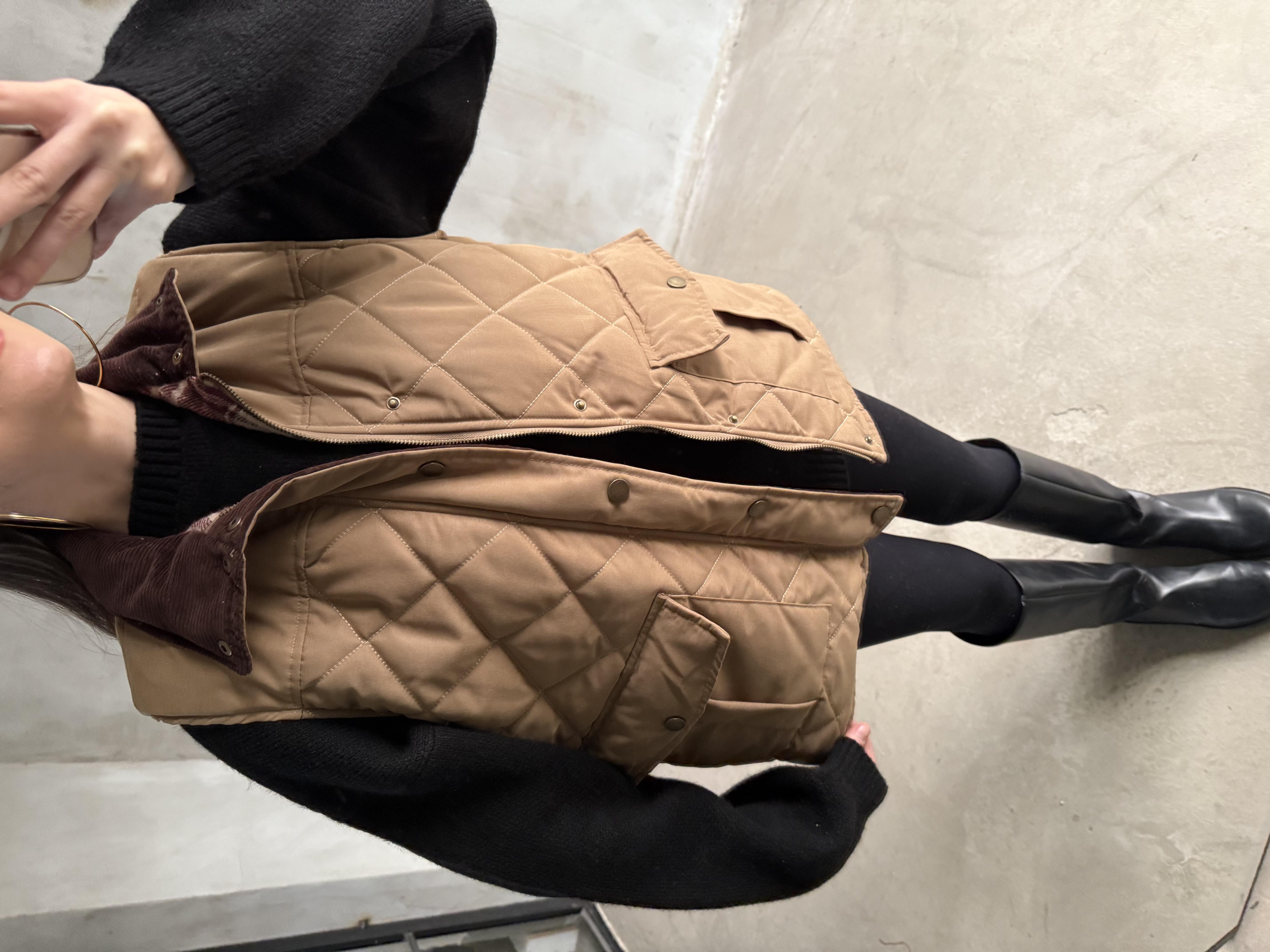 Barbour Kadife Yaka Ekose Astarlı Yelek - Camel