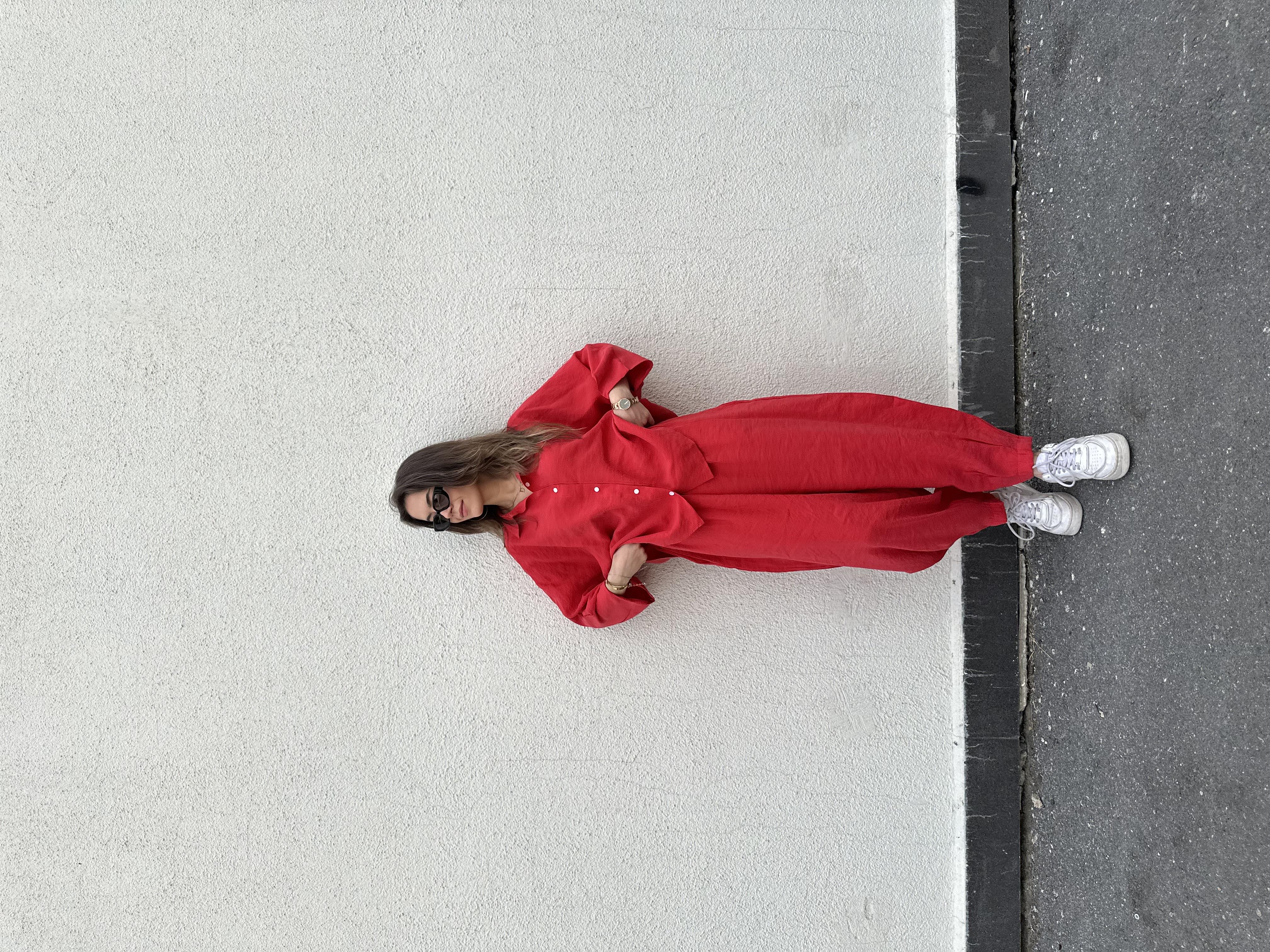 Candy Tensel Oversize Takım - Nar Çiçeği