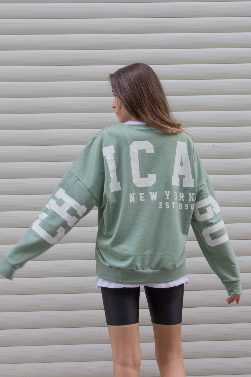 Chicago Sweatshirt - Su Yeşili