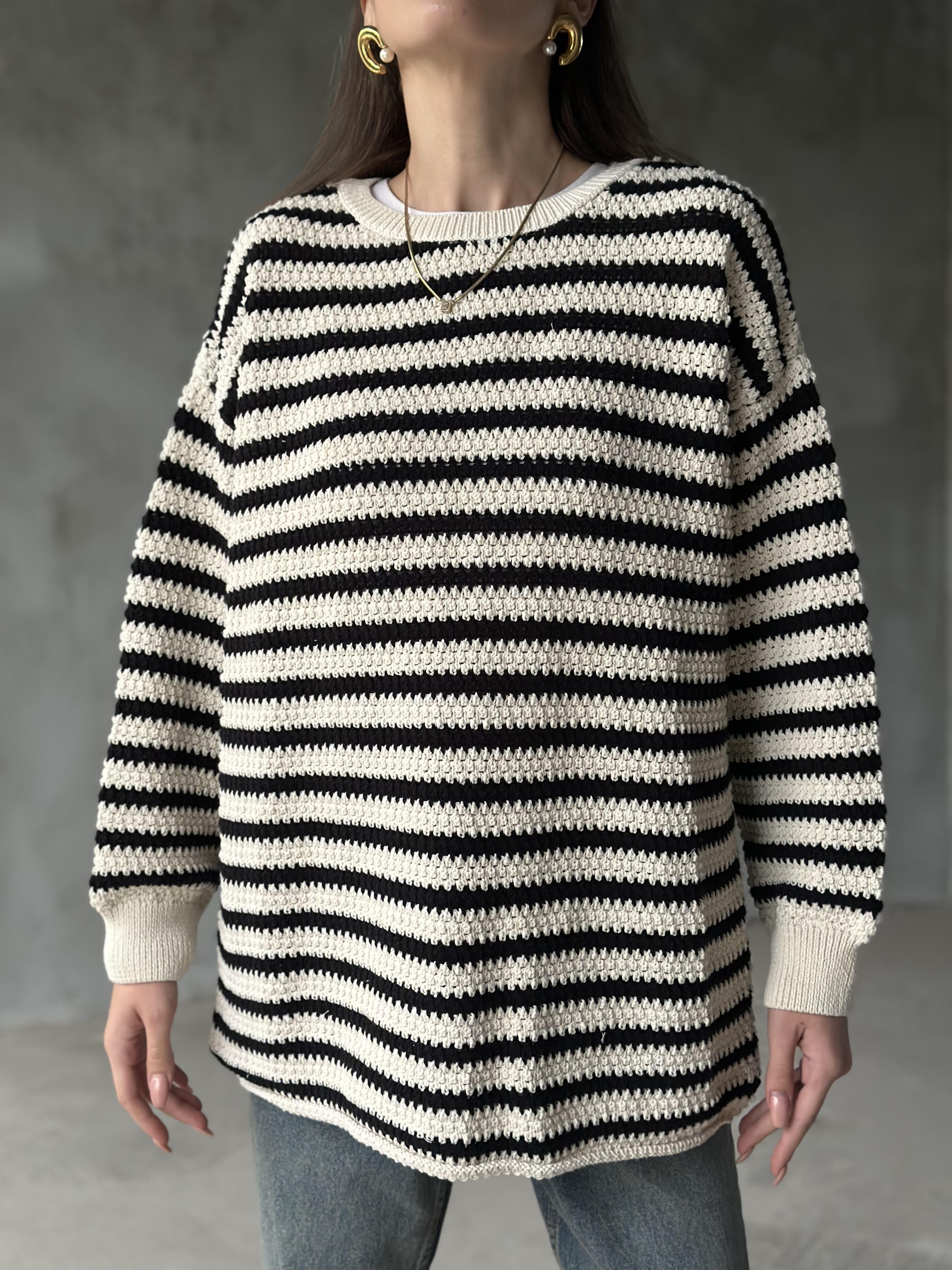 Çizgili Oversize Kazak