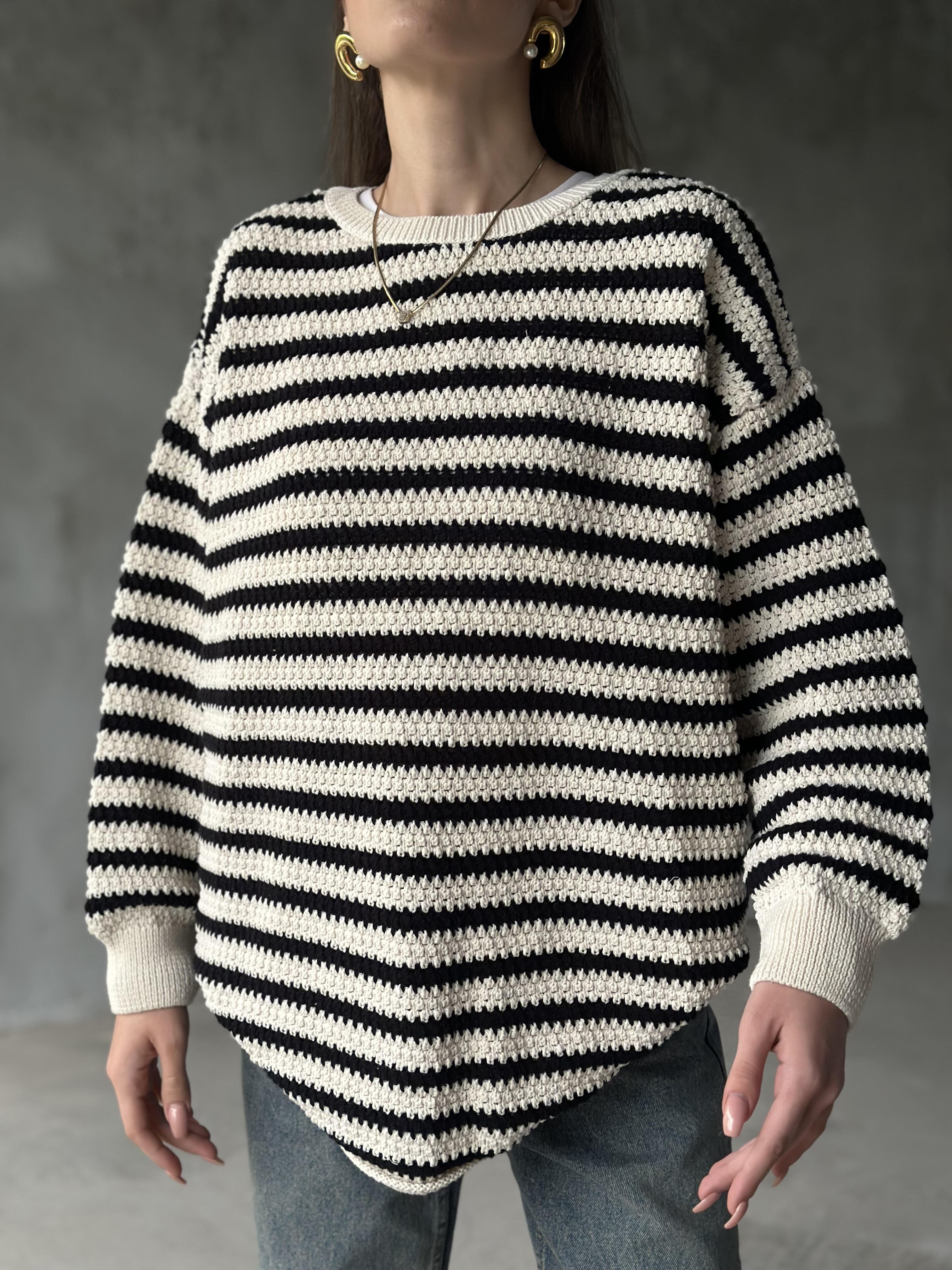 Çizgili Oversize Kazak