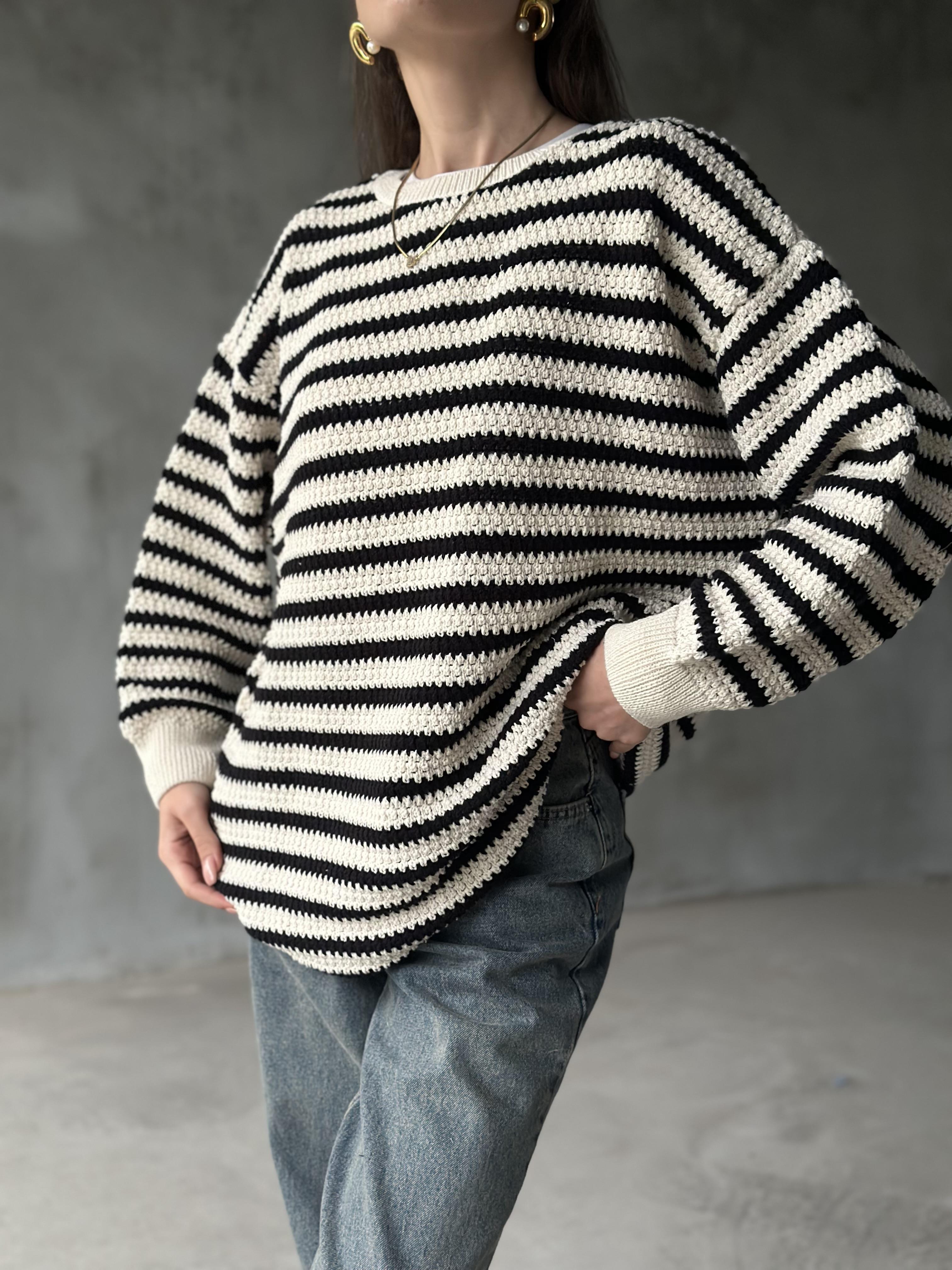 Çizgili Oversize Kazak