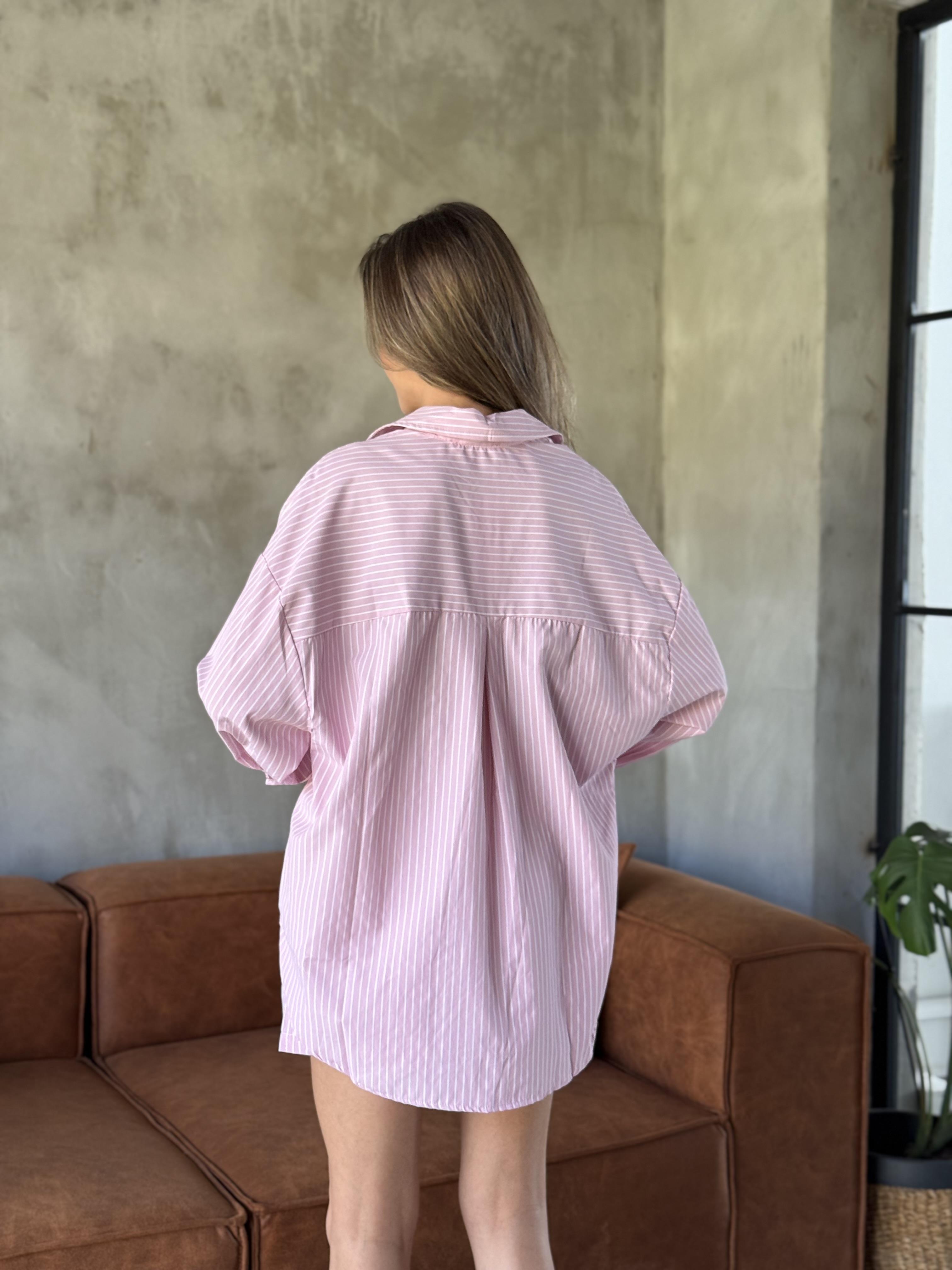 Çizgili Şortlu Takım - Pembe