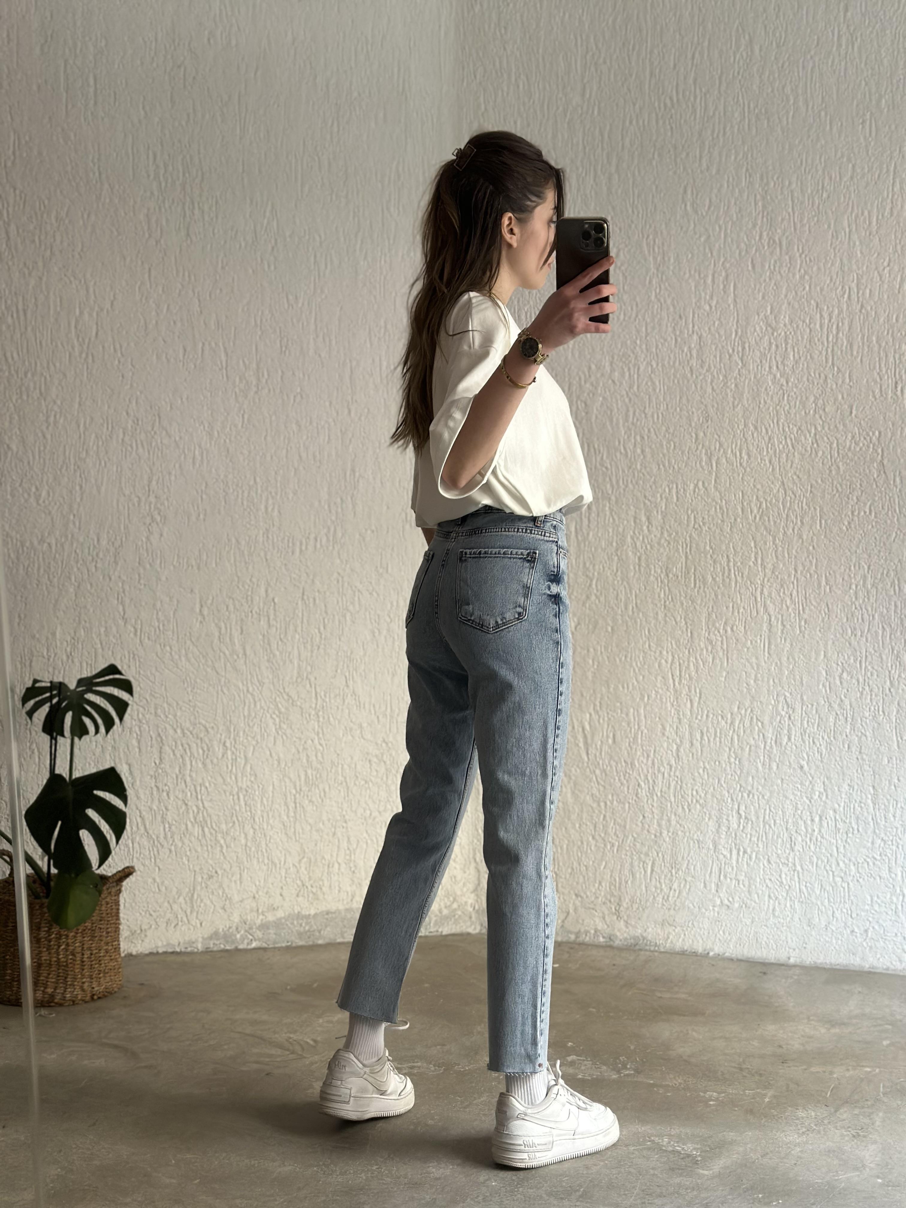 Crop Straight Fit Jean - Mavi