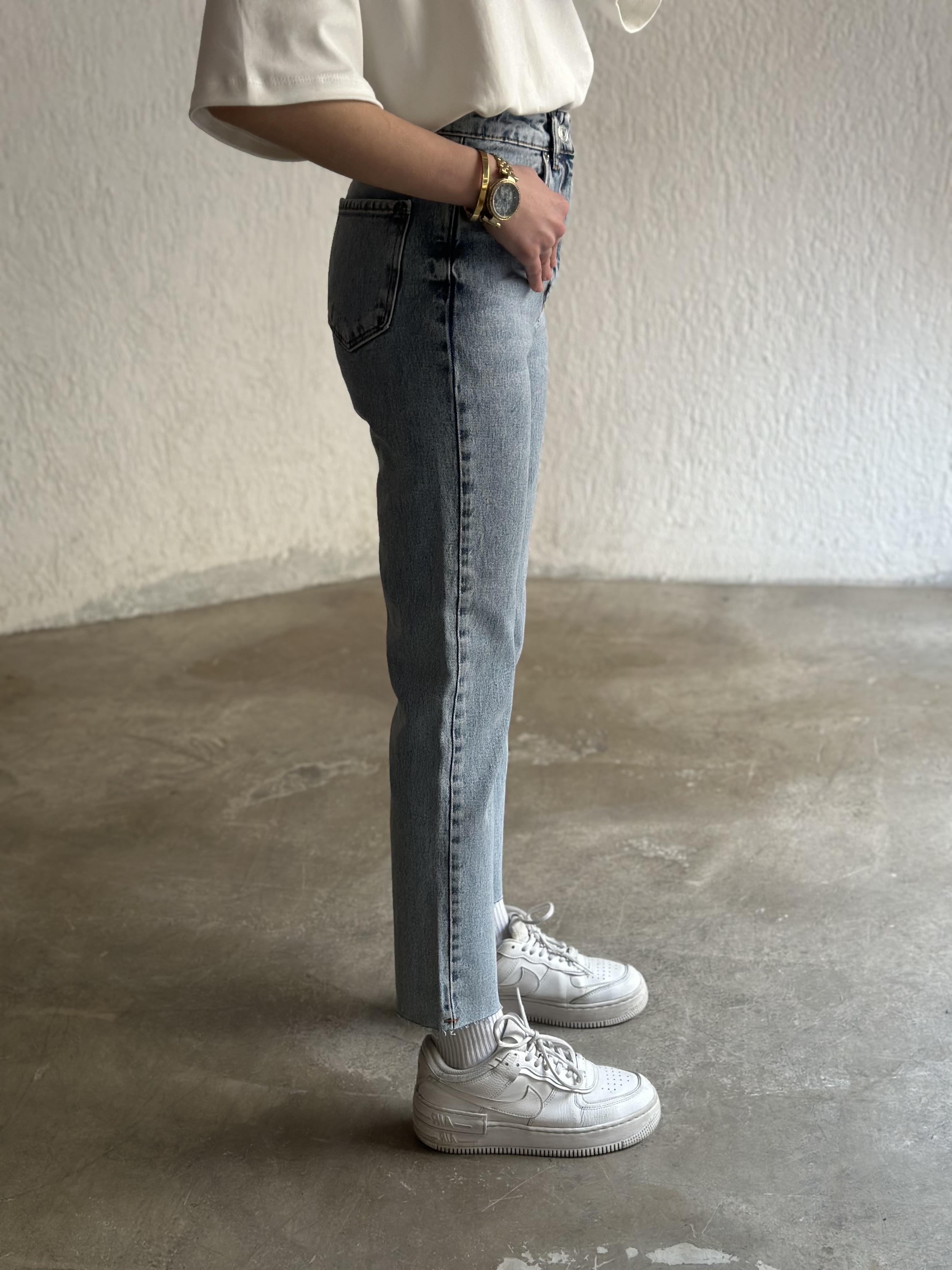 Crop Straight Fit Jean - Mavi
