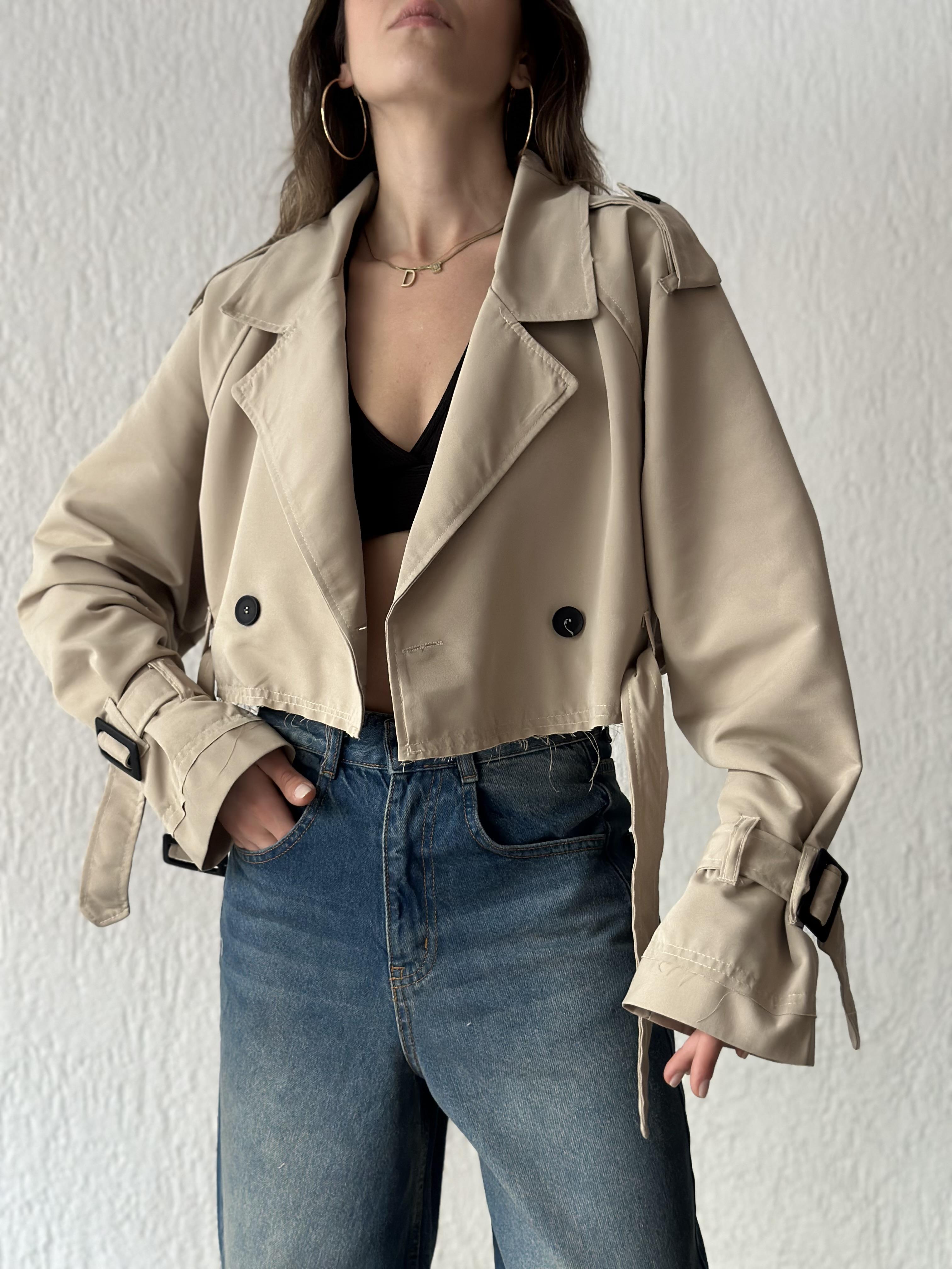 Crop Trençkot - Bej